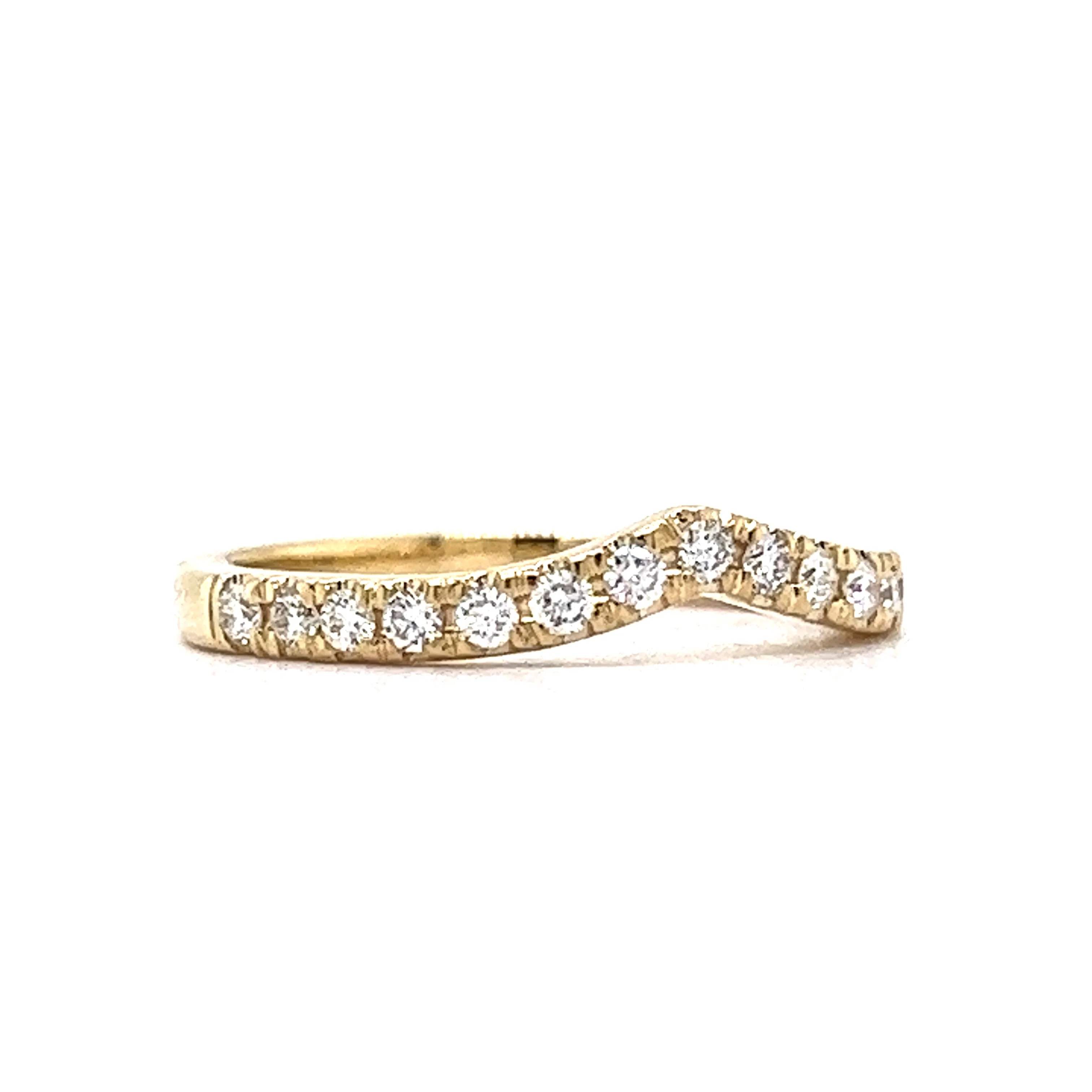 .30 Contoured Diamond Round Wedding Band in 14k Yellow Gold - Image 3