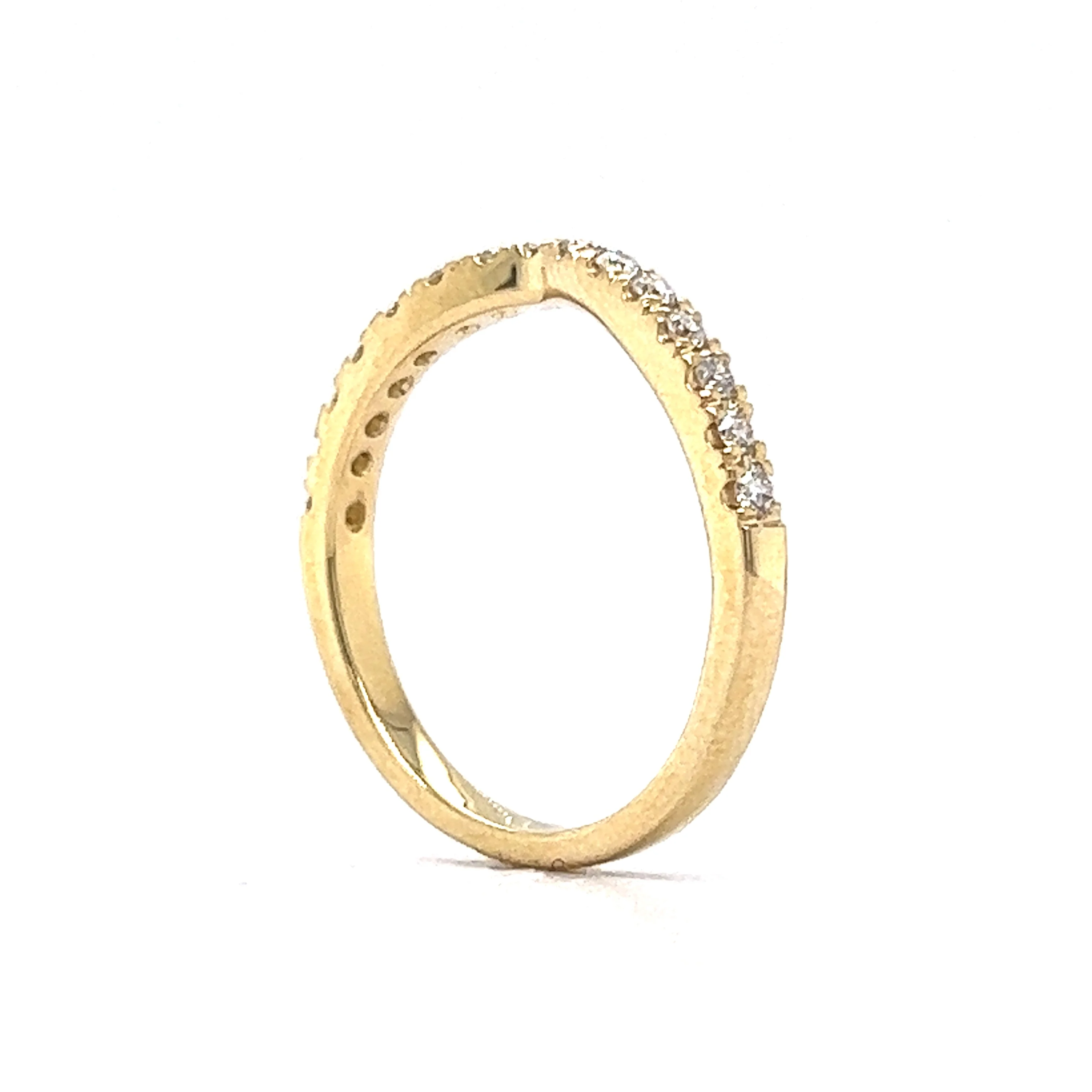 .30 Contoured Diamond Round Wedding Band in 14k Yellow Gold - Image 5