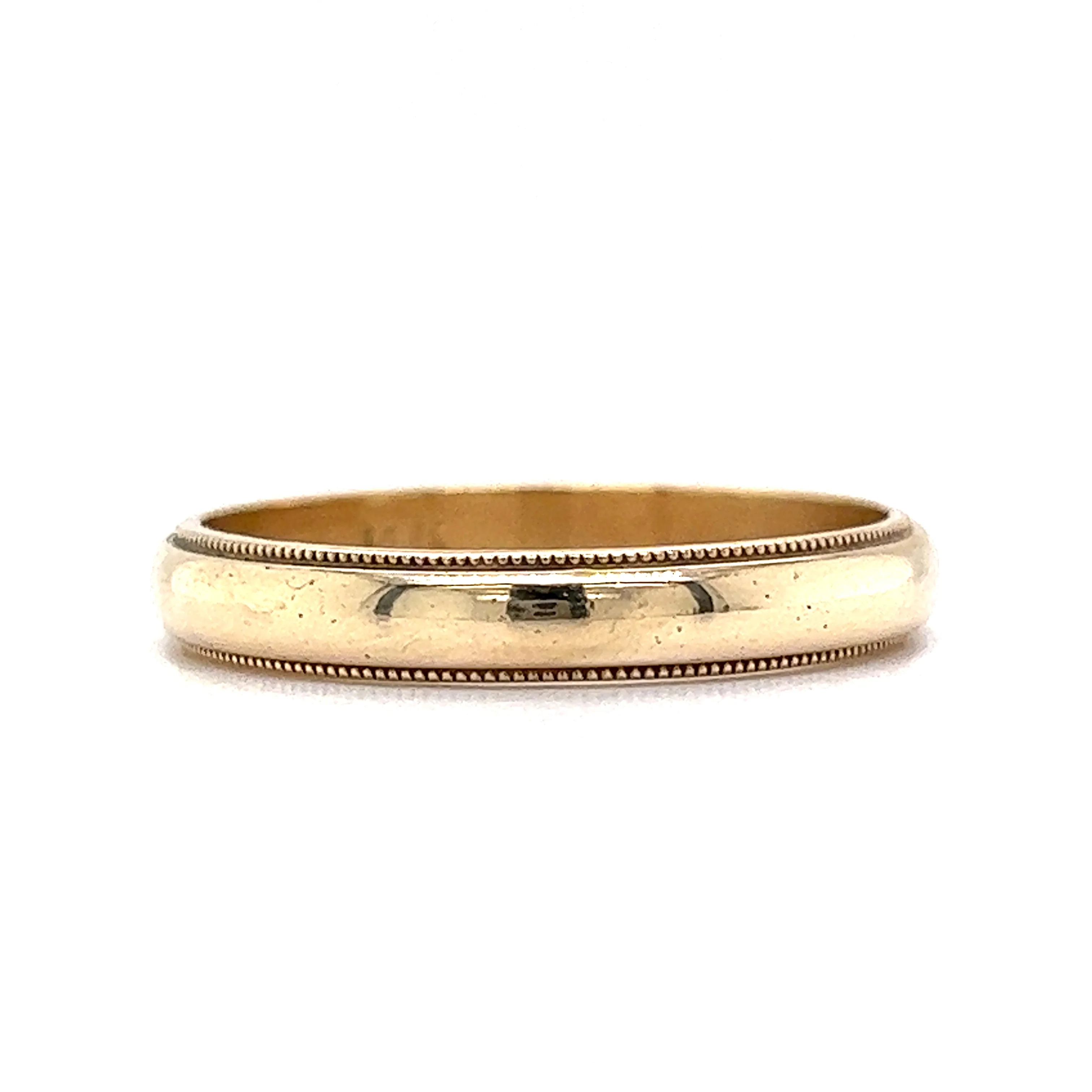 Men's Classic Milgrain Wedding Band in 14k Yellow Gold - Image 3
