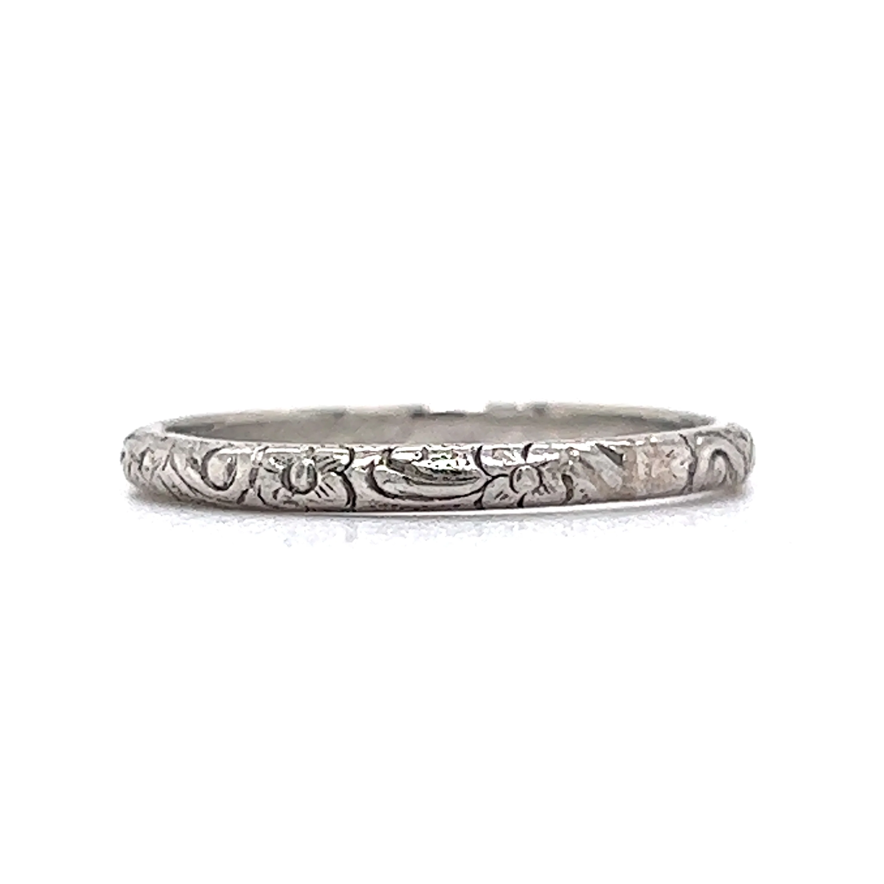 Antique Art Deco Orange Blossom Platinum Wedding Band