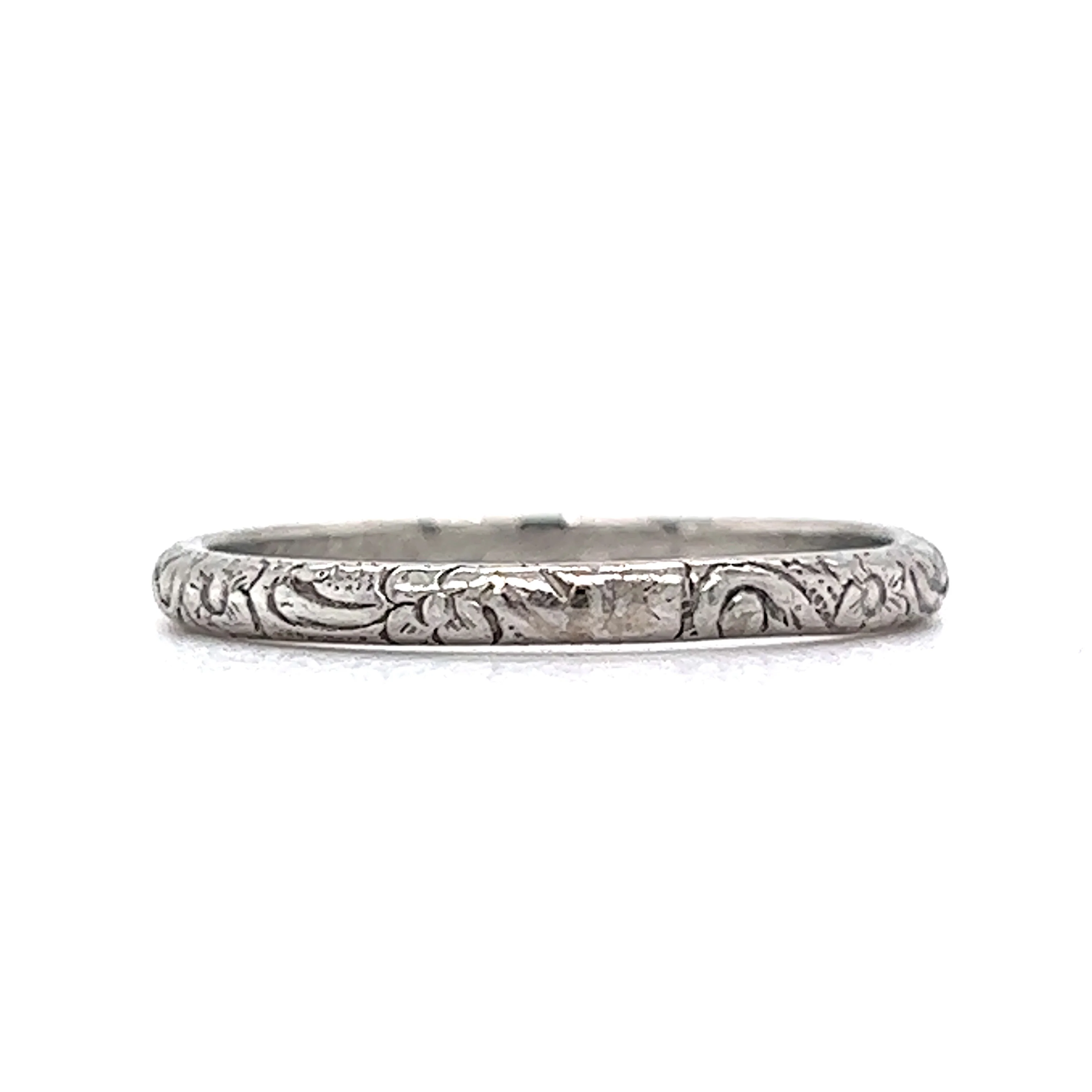 Antique Art Deco Orange Blossom Platinum Wedding Band - Image 2