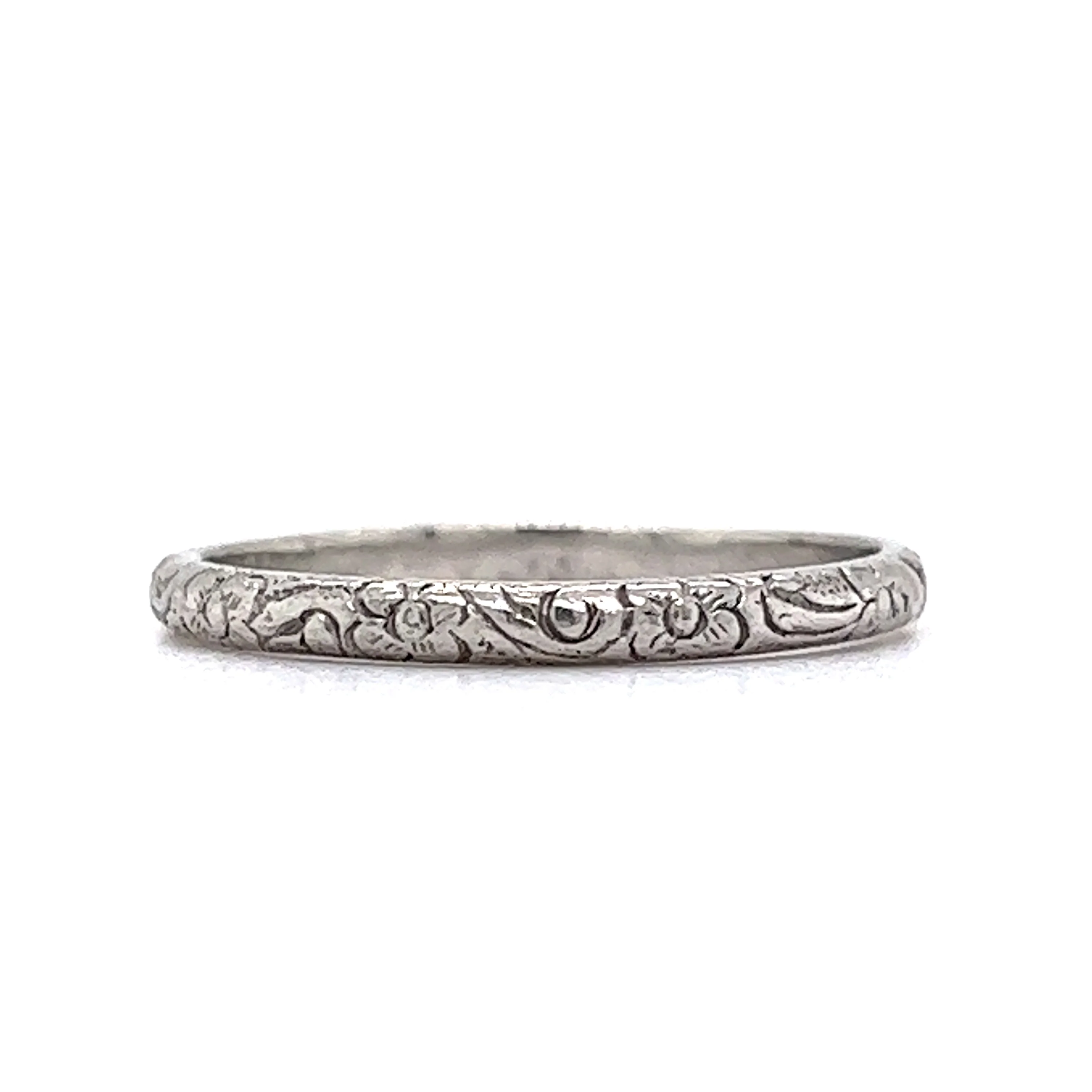 Antique Art Deco Orange Blossom Platinum Wedding Band - Image 3
