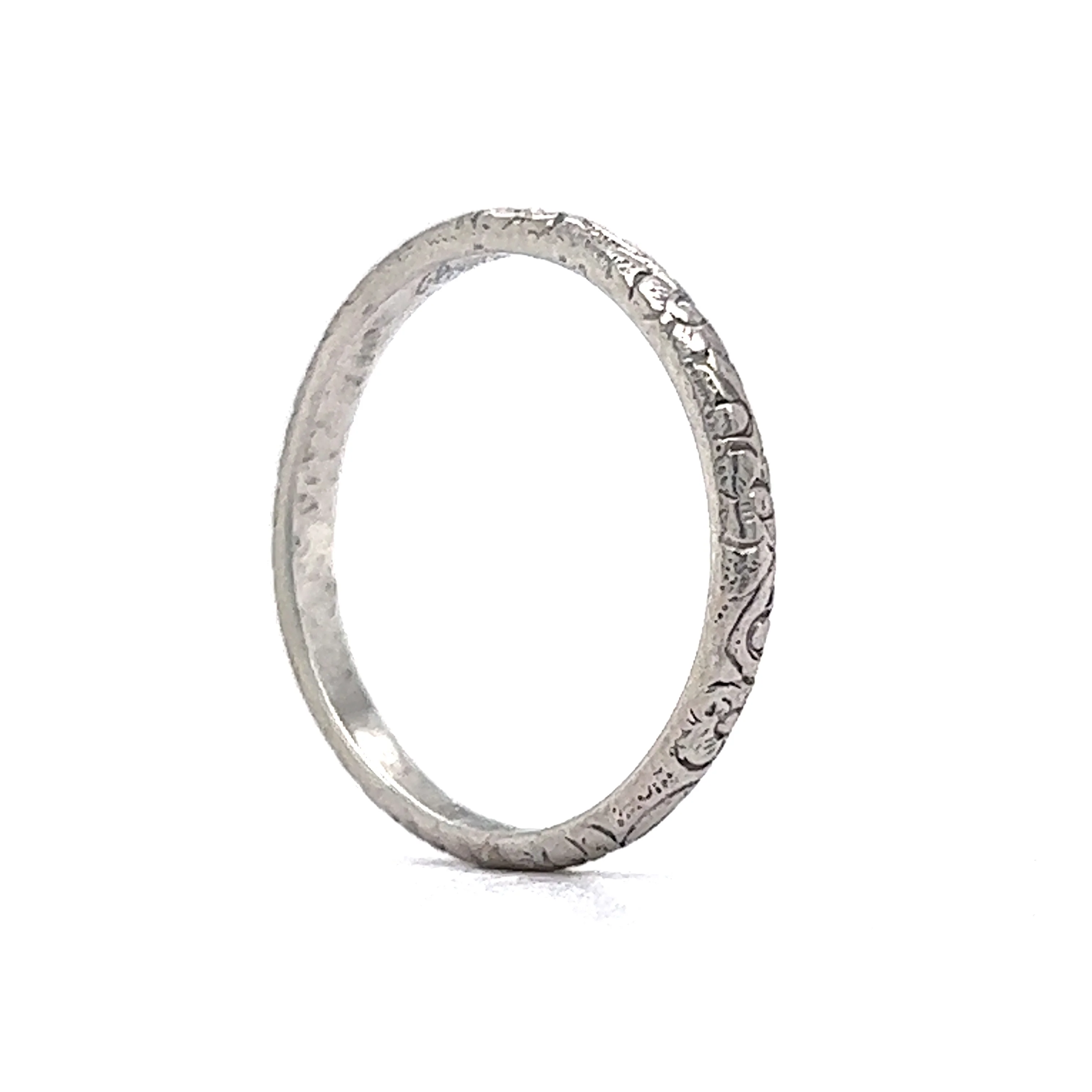 Antique Art Deco Orange Blossom Platinum Wedding Band - Image 5