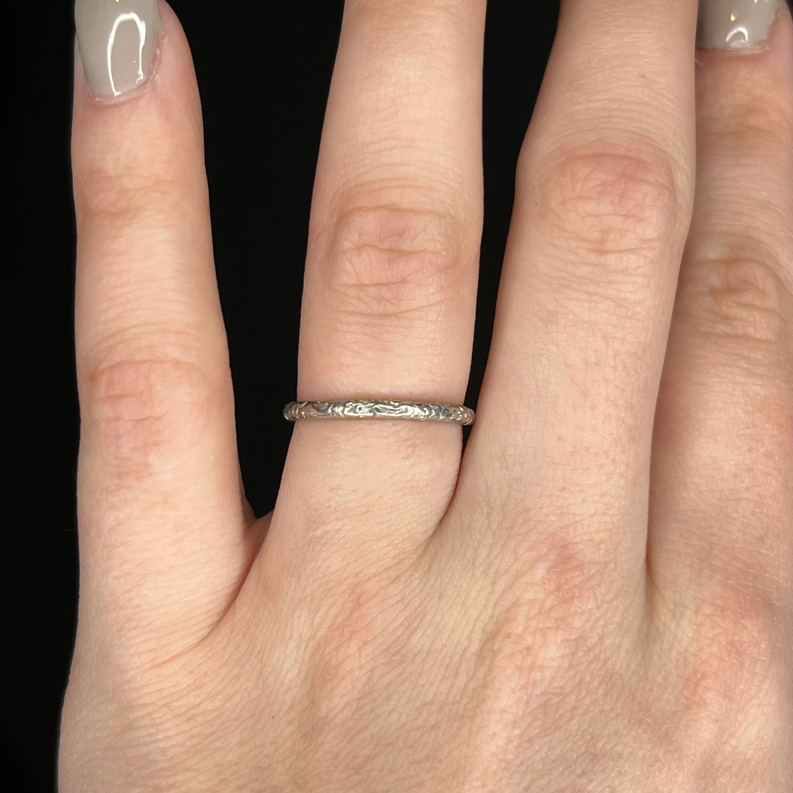 Antique Art Deco Orange Blossom Platinum Wedding Band - Image 6