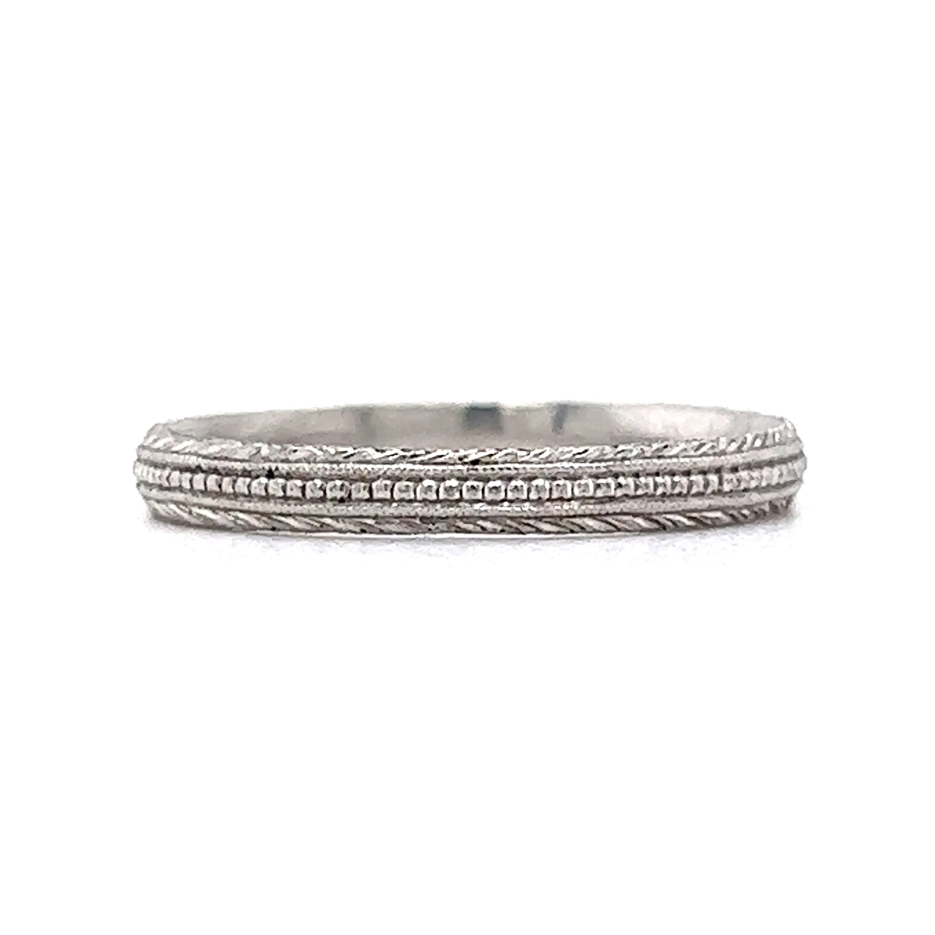 Vintage Art Deco Engraved Platinum Wedding Band - Image 2
