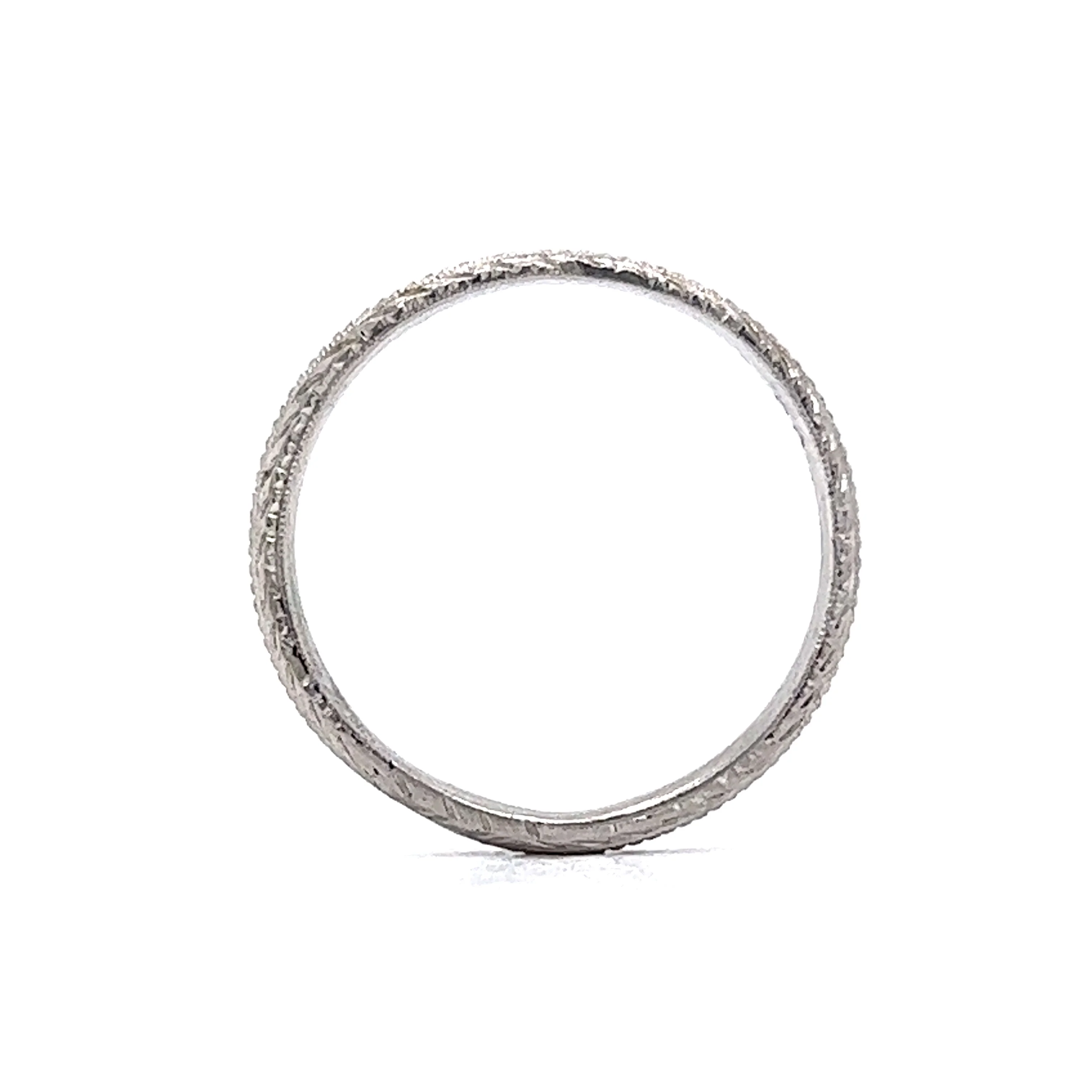 Vintage Art Deco Engraved Platinum Wedding Band - Image 4