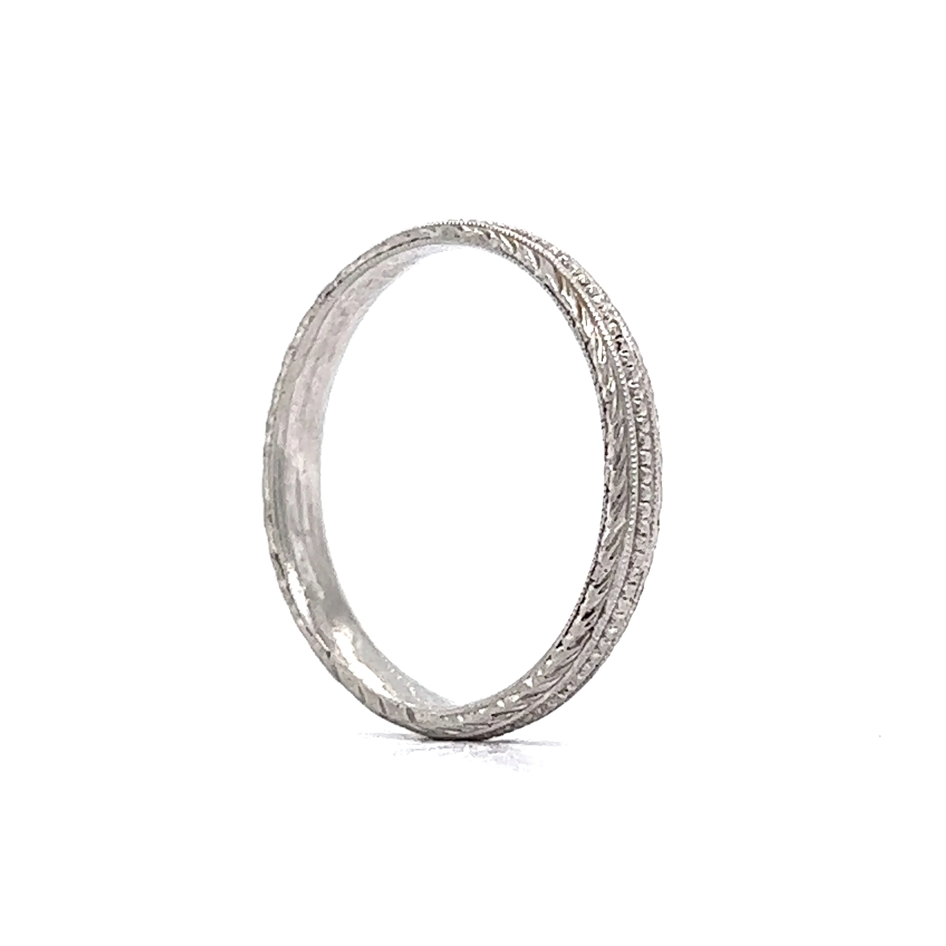 Vintage Art Deco Engraved Platinum Wedding Band - Image 5