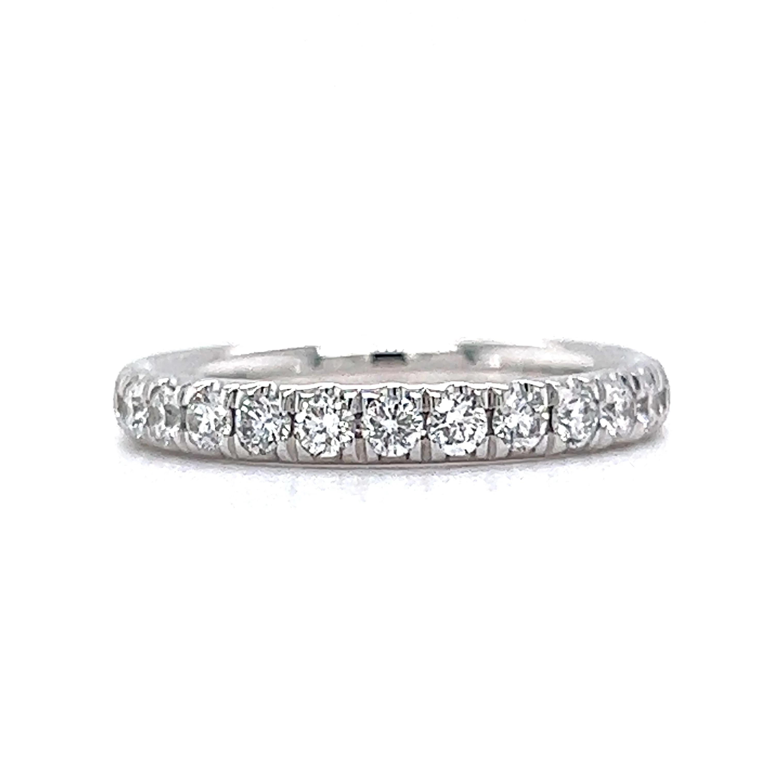 .53 Round Brilliant Cut Diamond Wedding Band in 14k White Gold