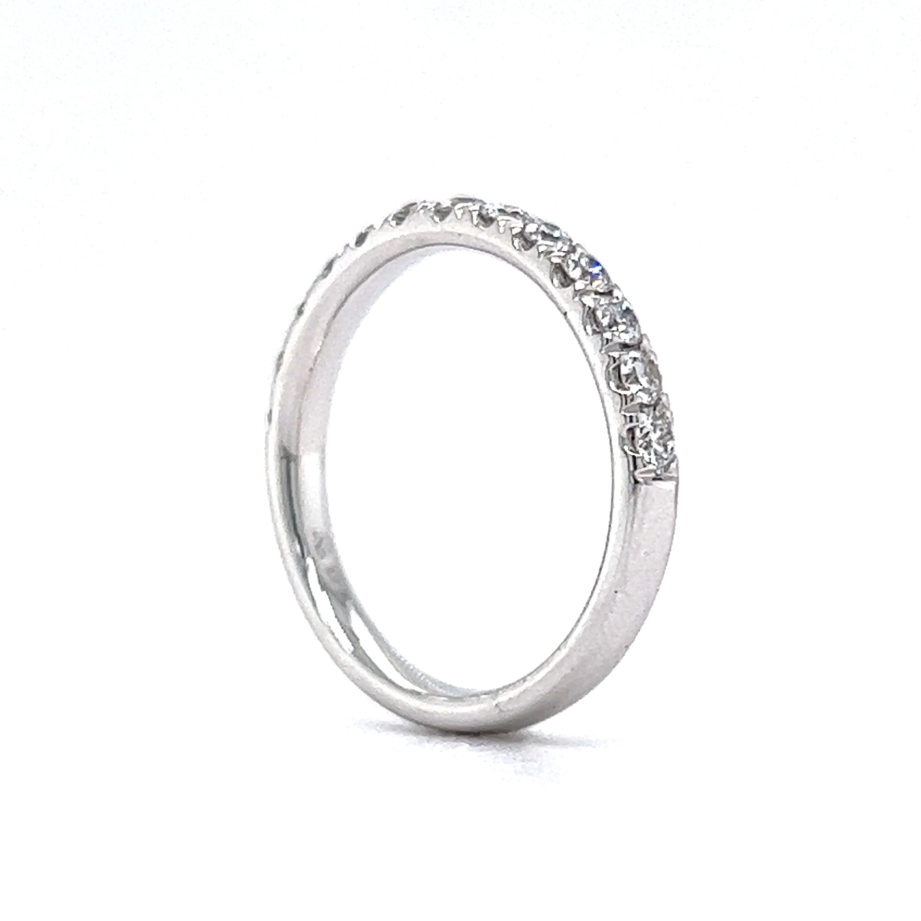 .53 Round Brilliant Cut Diamond Wedding Band in 14k White Gold - Image 5