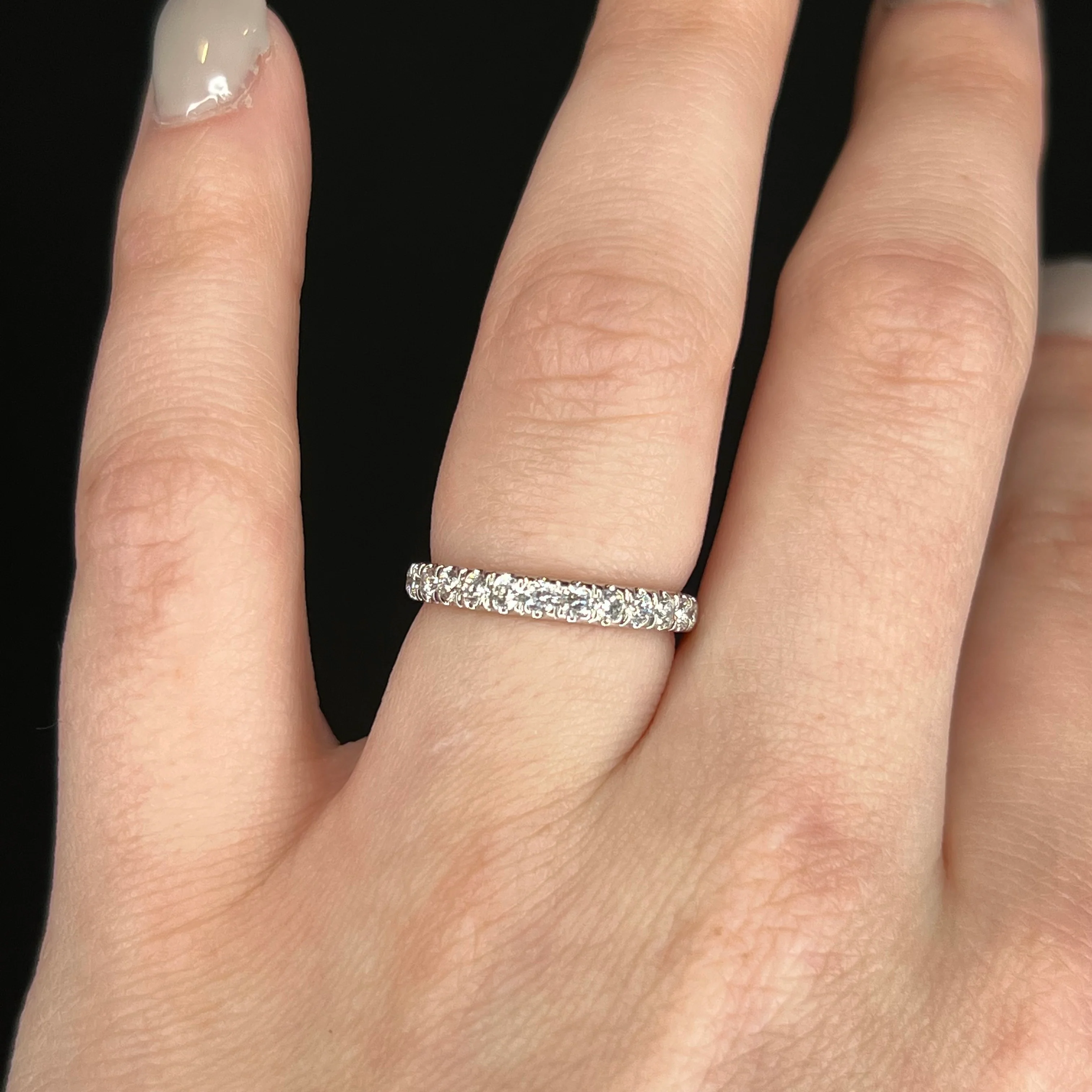.53 Round Brilliant Cut Diamond Wedding Band in 14k White Gold - Image 6