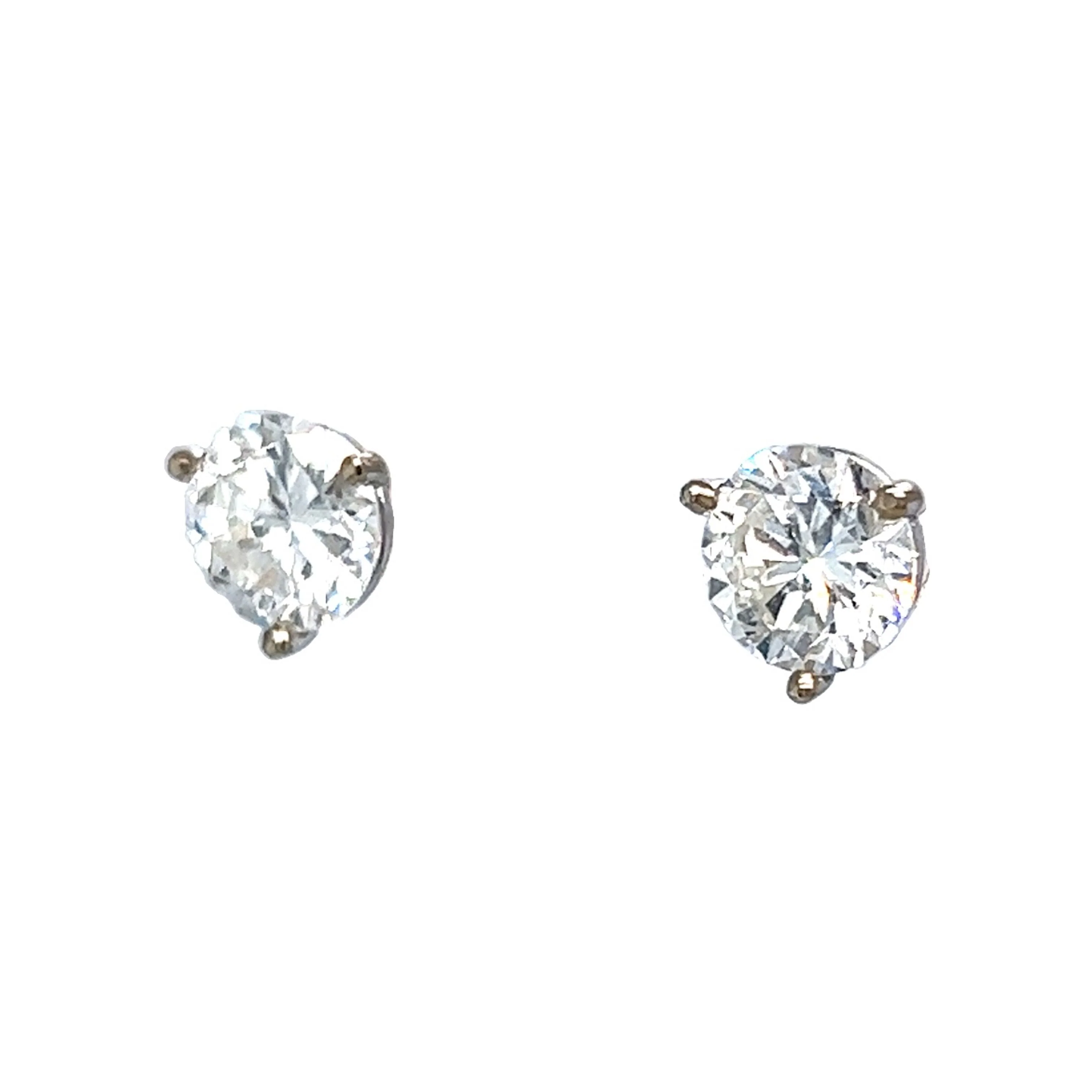 2.04 Round Brilliant Diamond Stud Earrings in 14k White Gold - Image 2