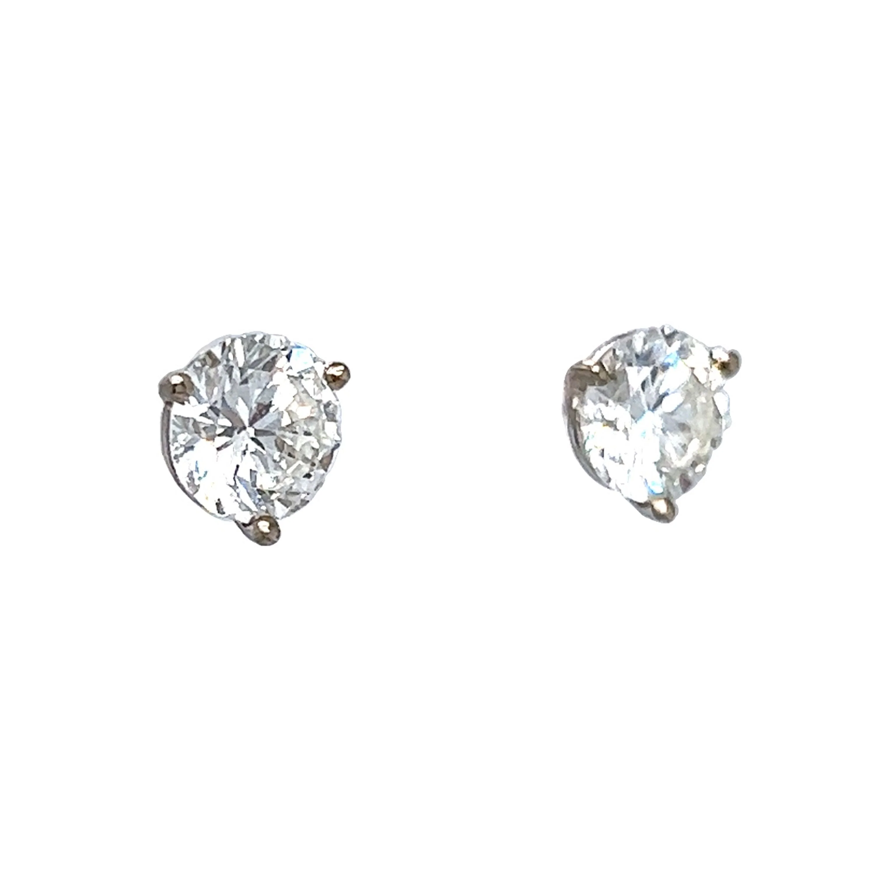 2.04 Round Brilliant Diamond Stud Earrings in 14k White Gold - Image 3