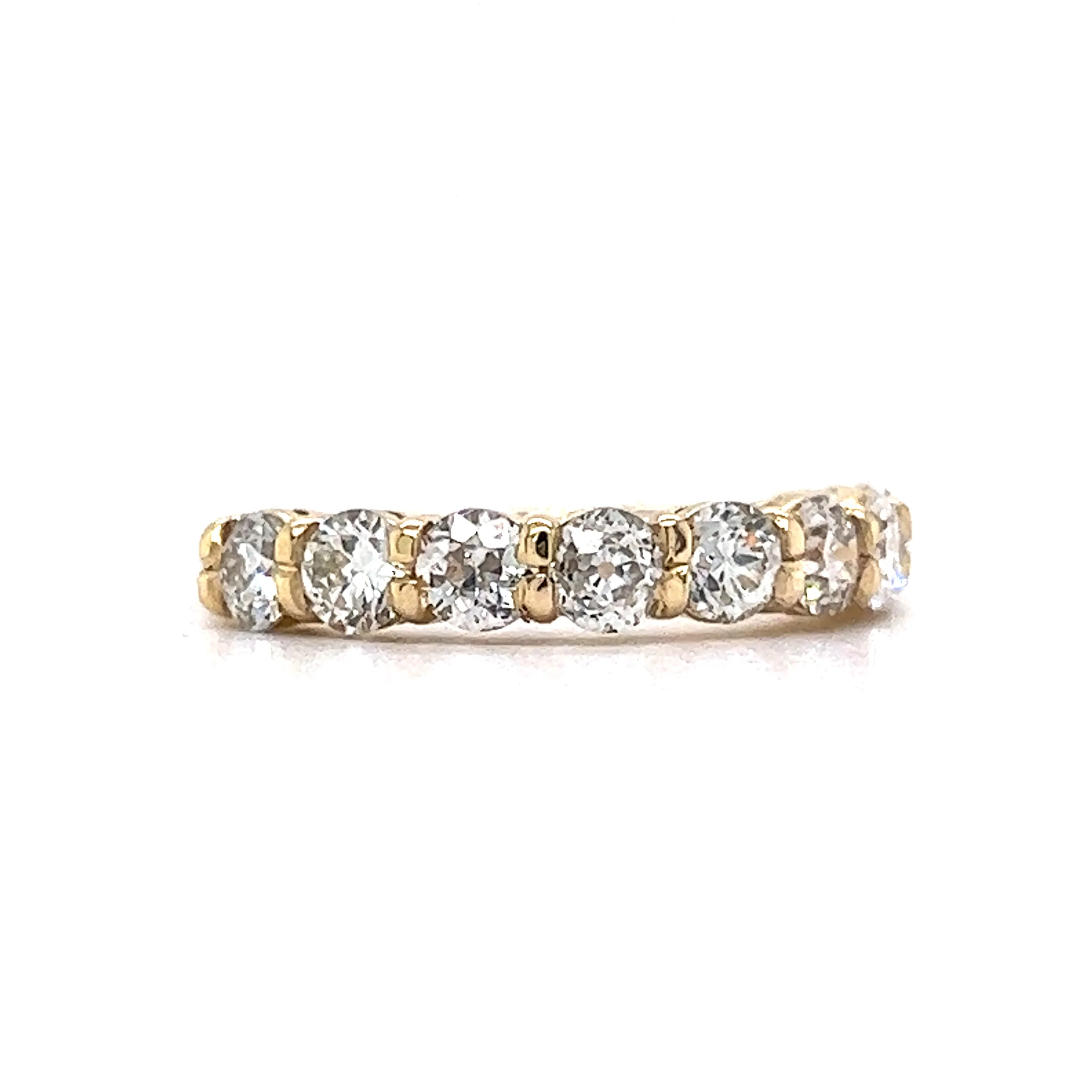 European Cut Diamond Wedding Band in 14k Yellow Gold - Image 3