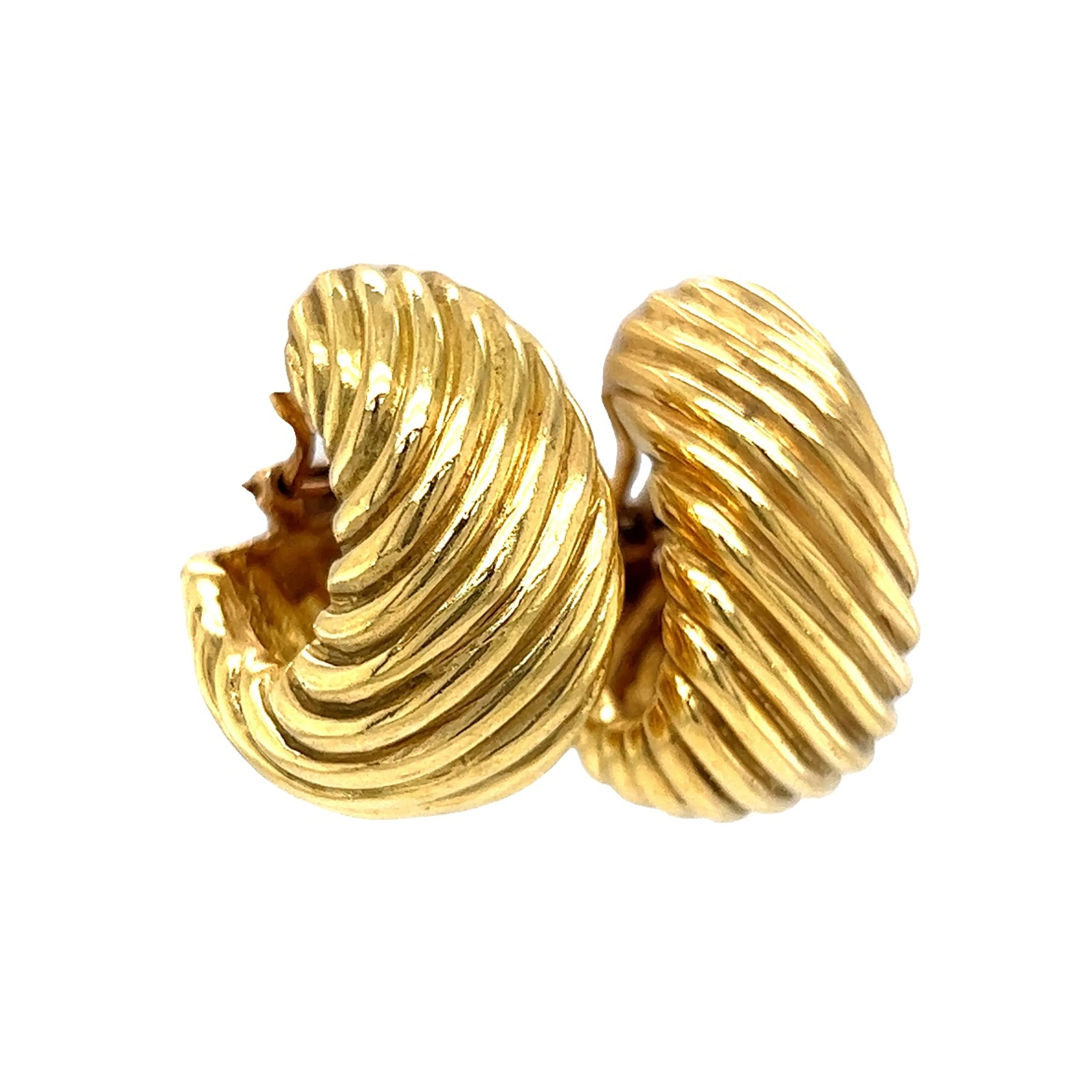 Simple Textured Hoop Earrings in 14k Yellow Gold - Image 3