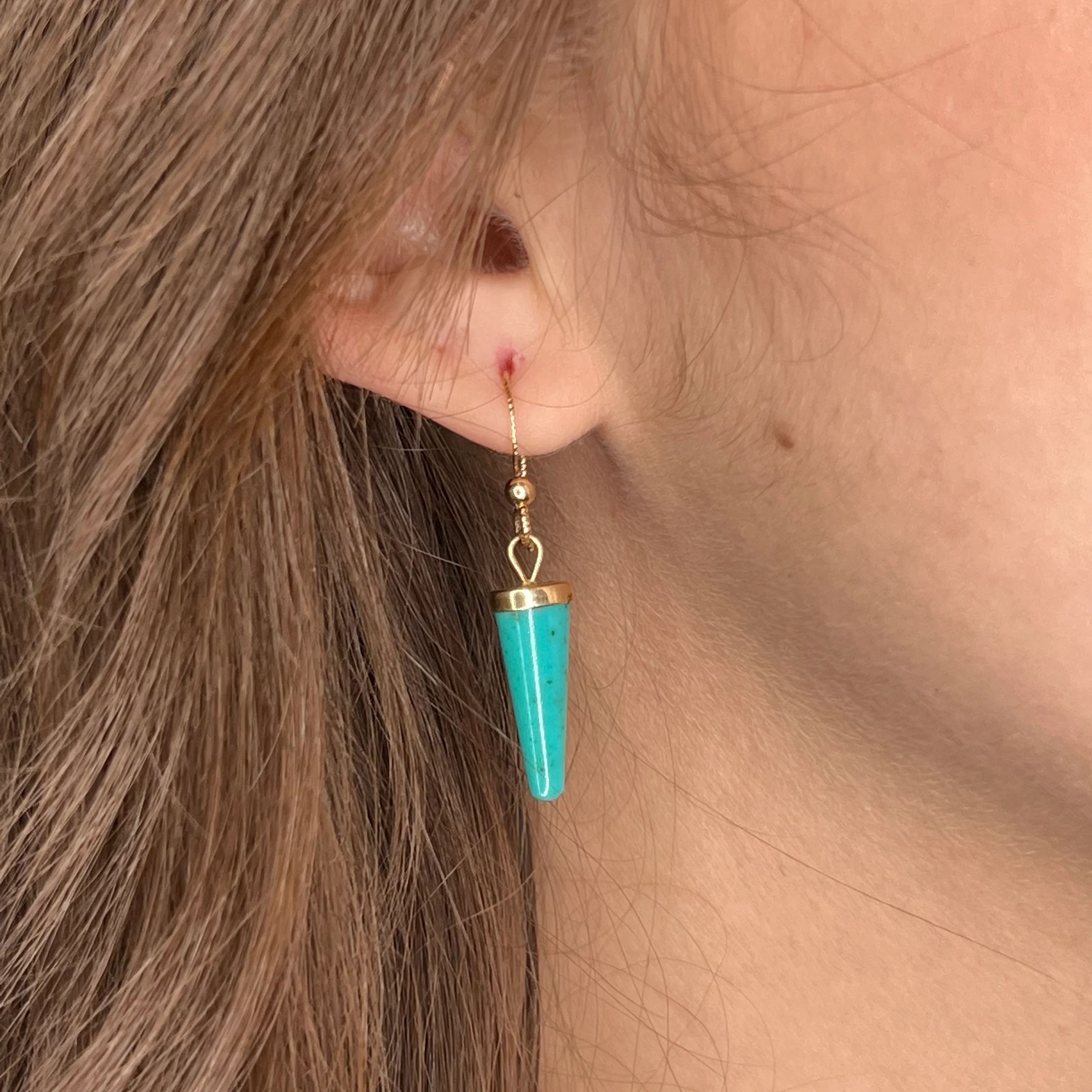 Amazonite Drop Earrings in 14k Yellow Gold - Image 4