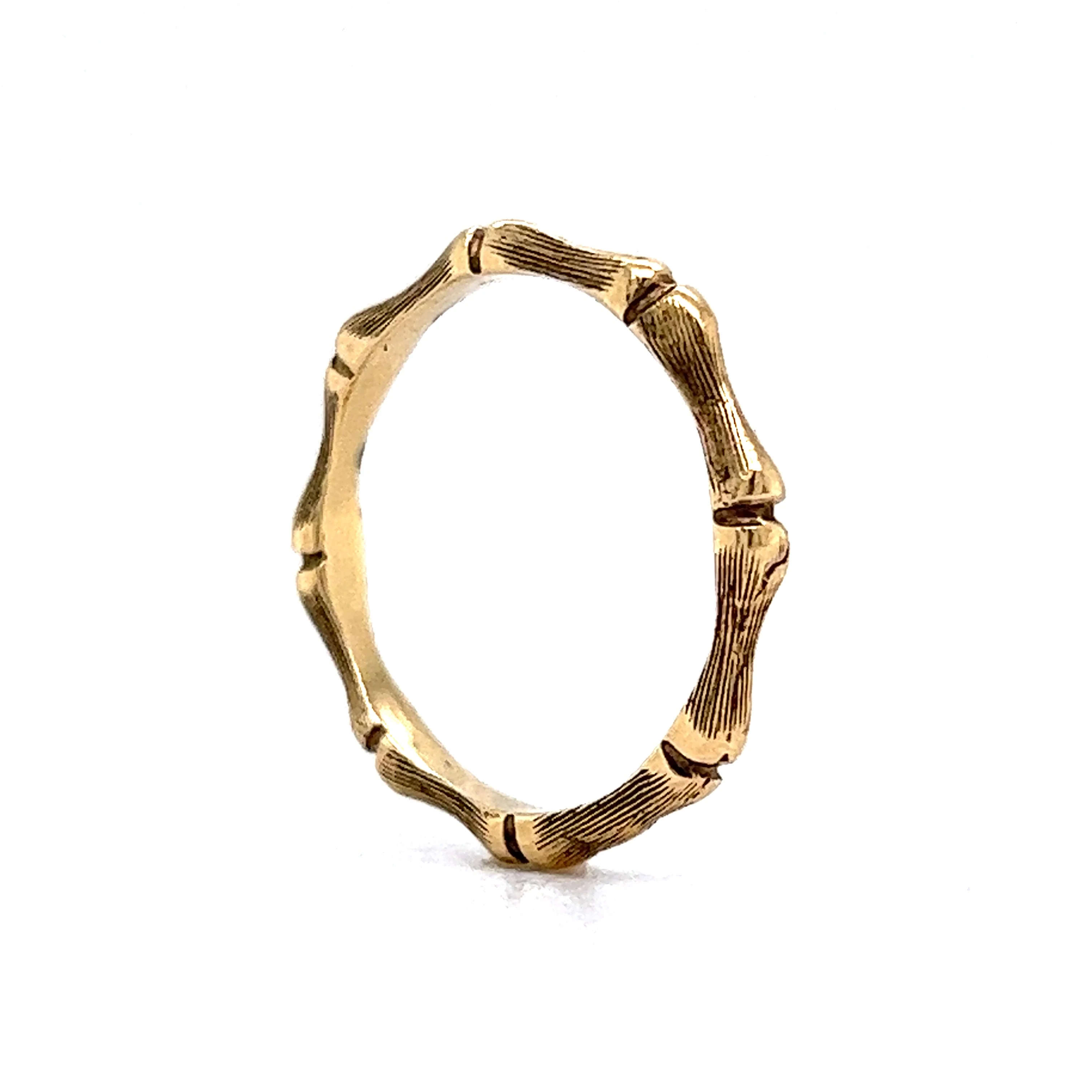 Bamboo Style Stacking Band in 14k Yellow Gold - Image 5