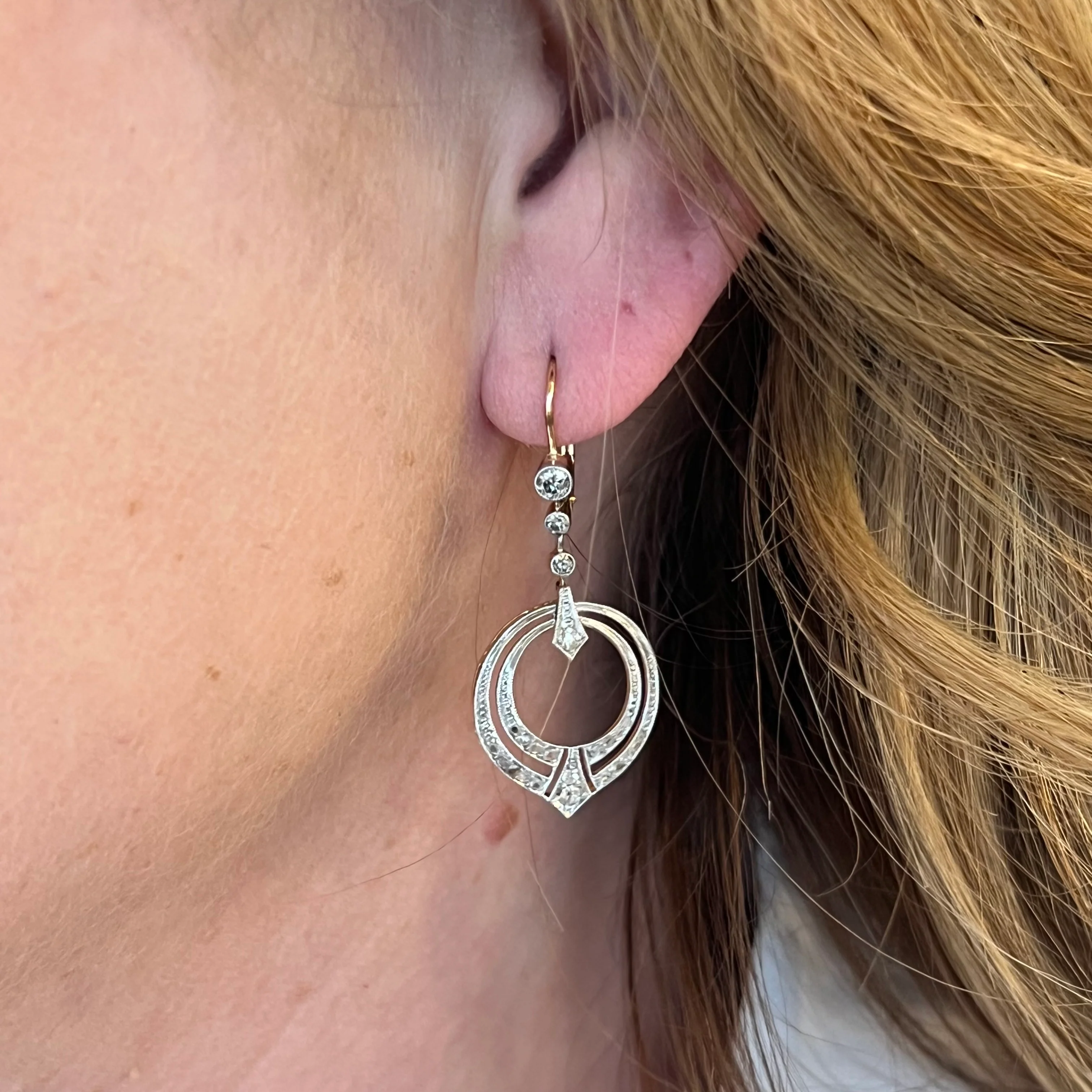 .74 Vintage Art Deco Diamond Drop Earrings in 14k Gold - Image 4