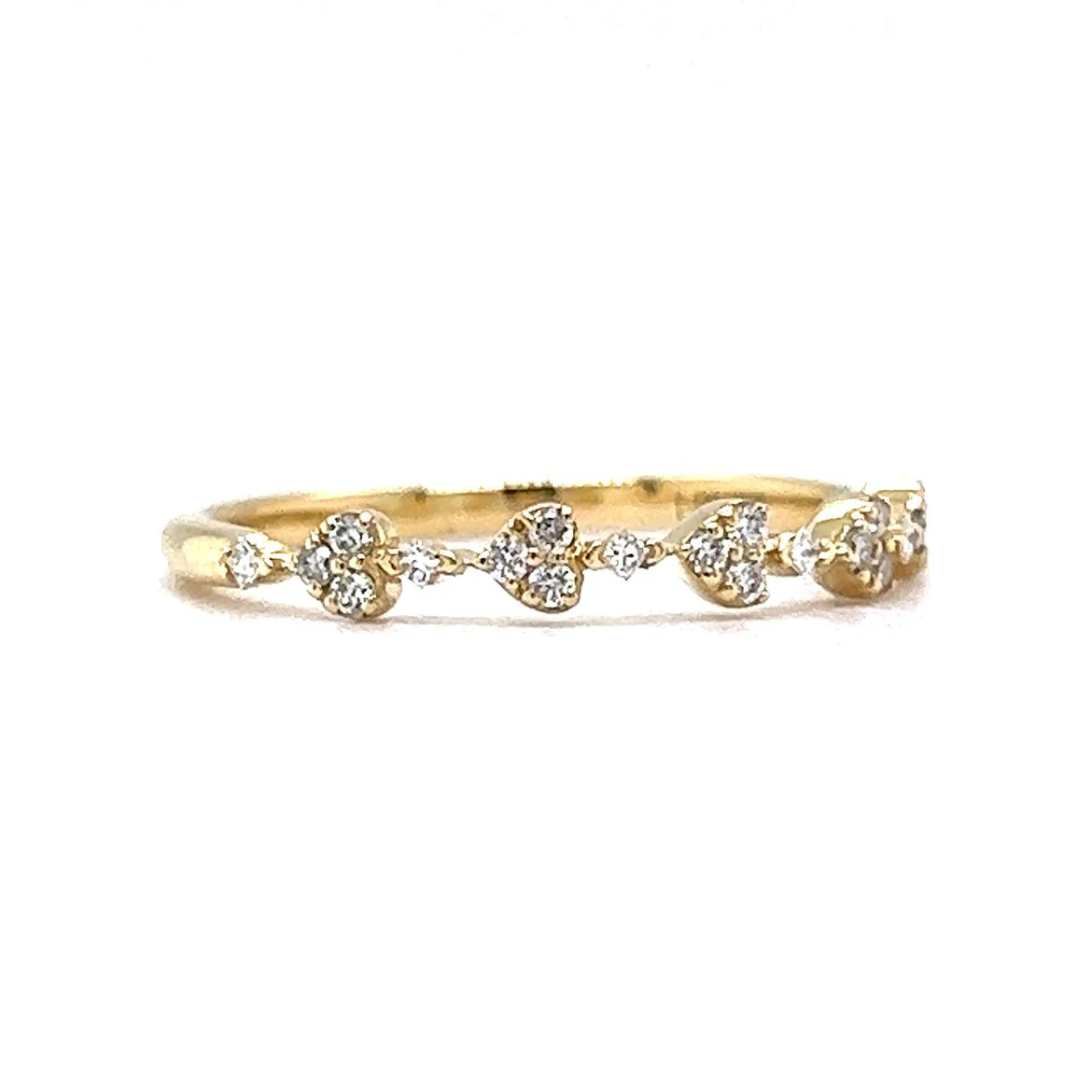 .04 Heart Shaped Diamond Wedding Band in 14k Yellow Gold - Image 3