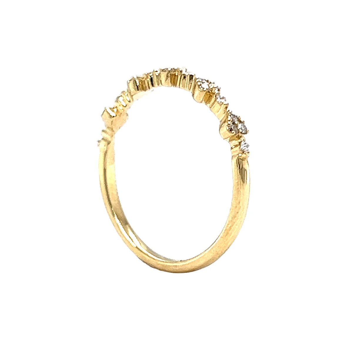 .04 Heart Shaped Diamond Wedding Band in 14k Yellow Gold - Image 5