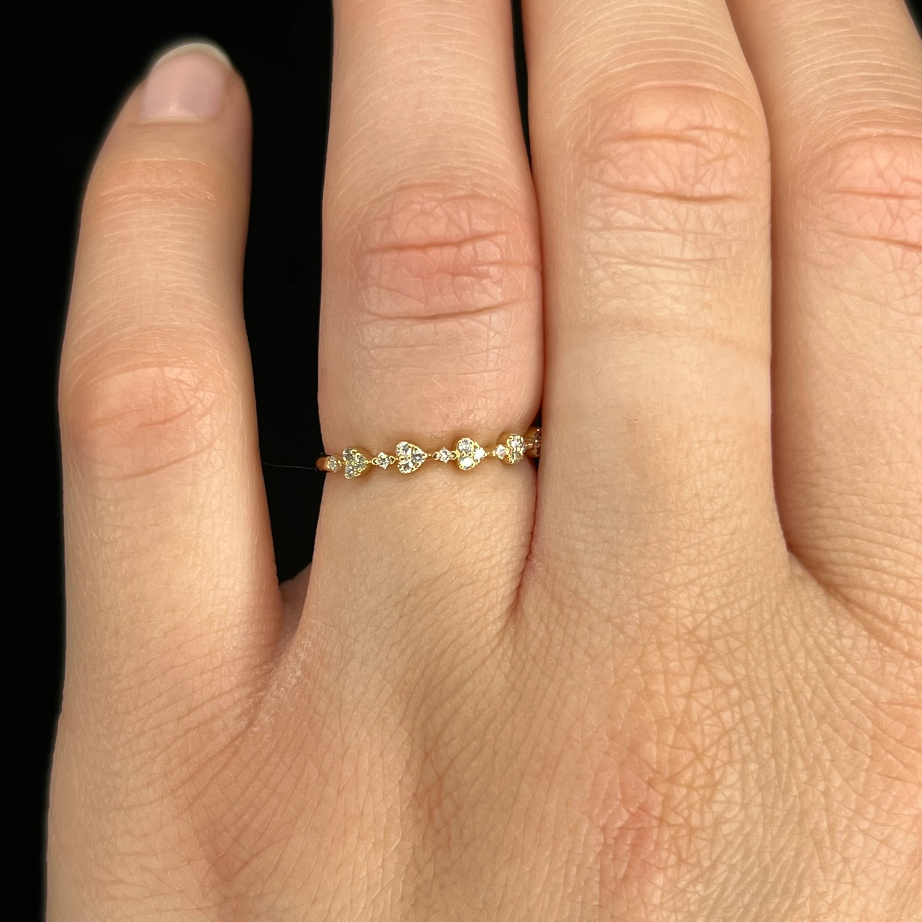 .04 Heart Shaped Diamond Wedding Band in 14k Yellow Gold - Image 6