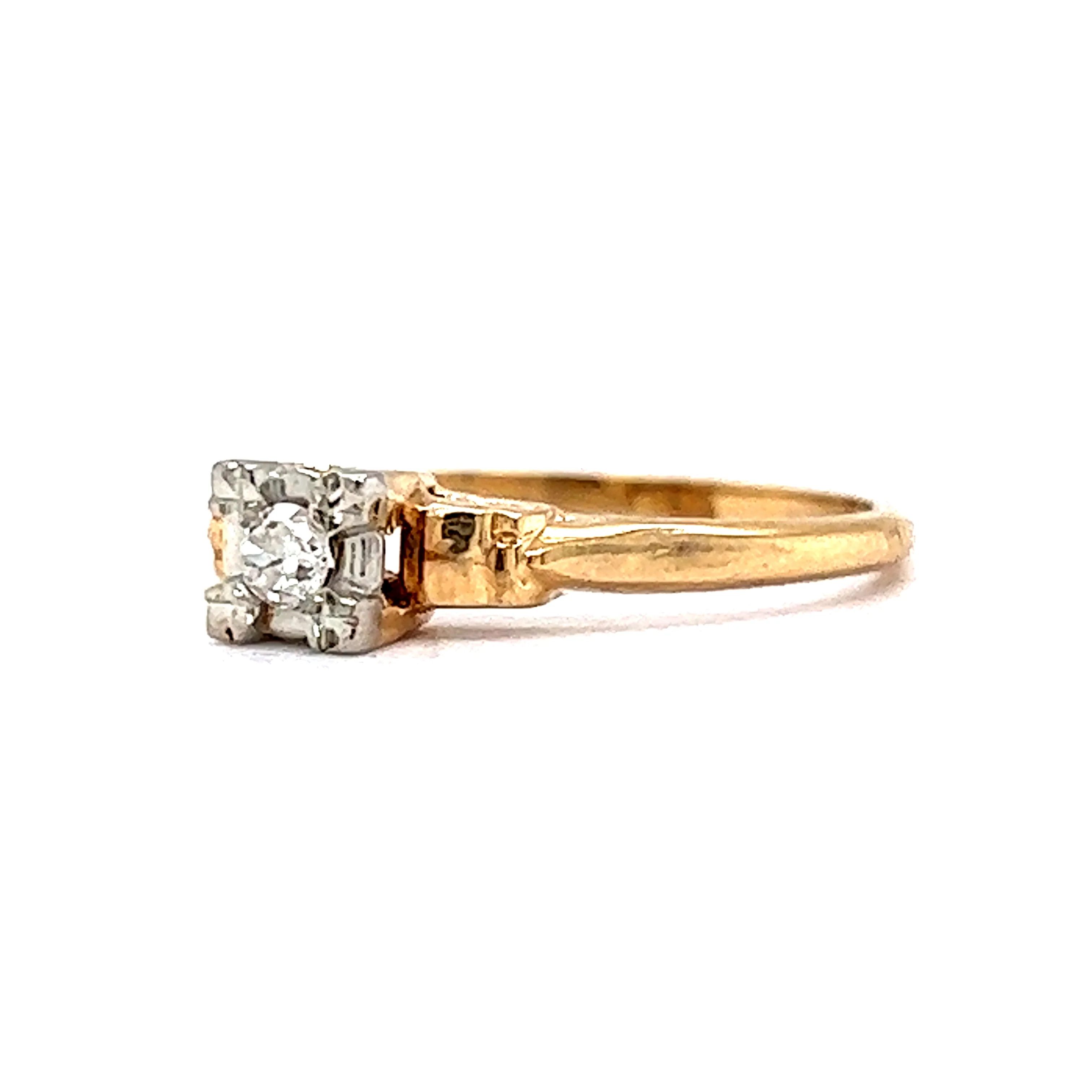 .07 Transitional Solitaire Engagement Ring in 14k Yellow & White Gold - Image 2
