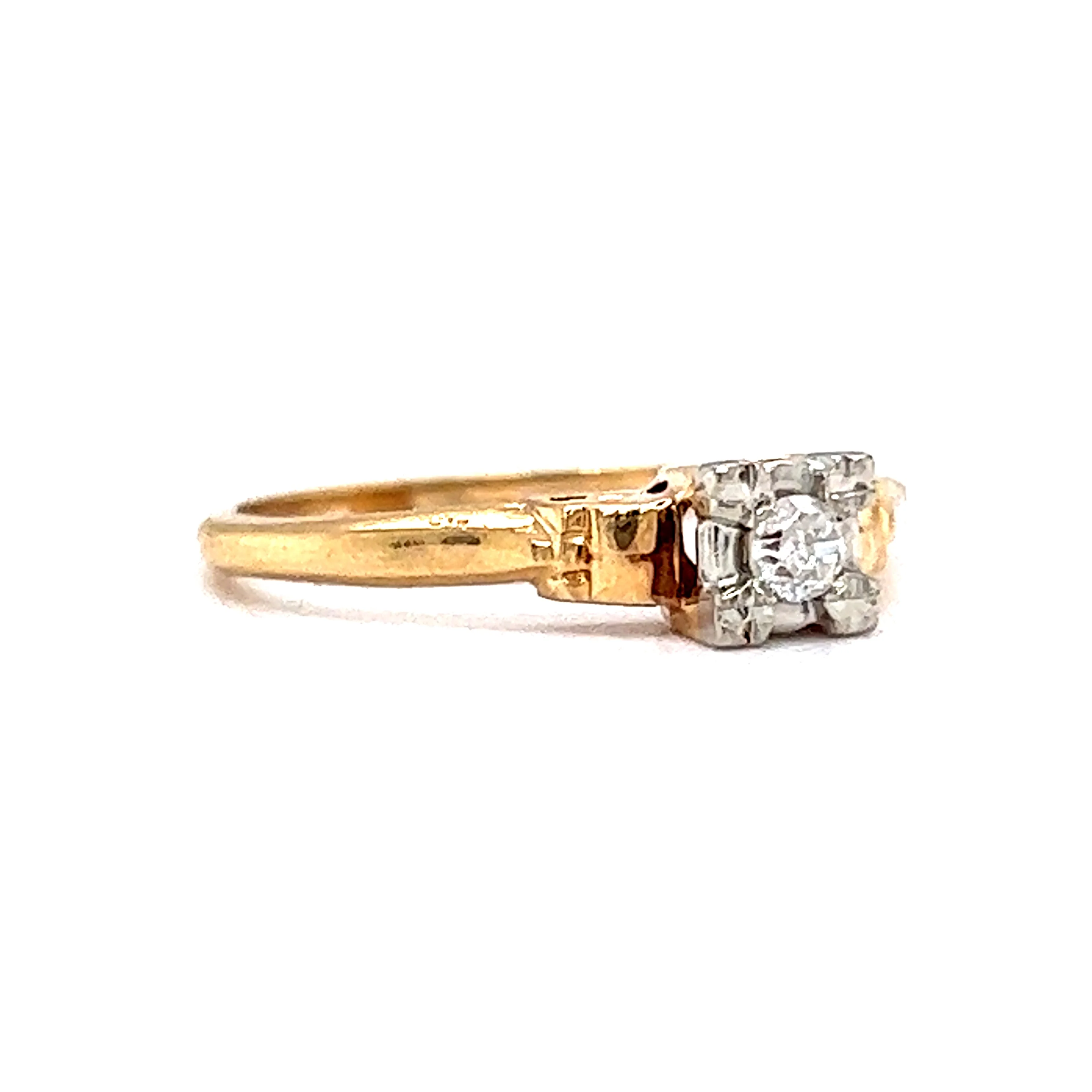 .07 Transitional Solitaire Engagement Ring in 14k Yellow & White Gold - Image 3