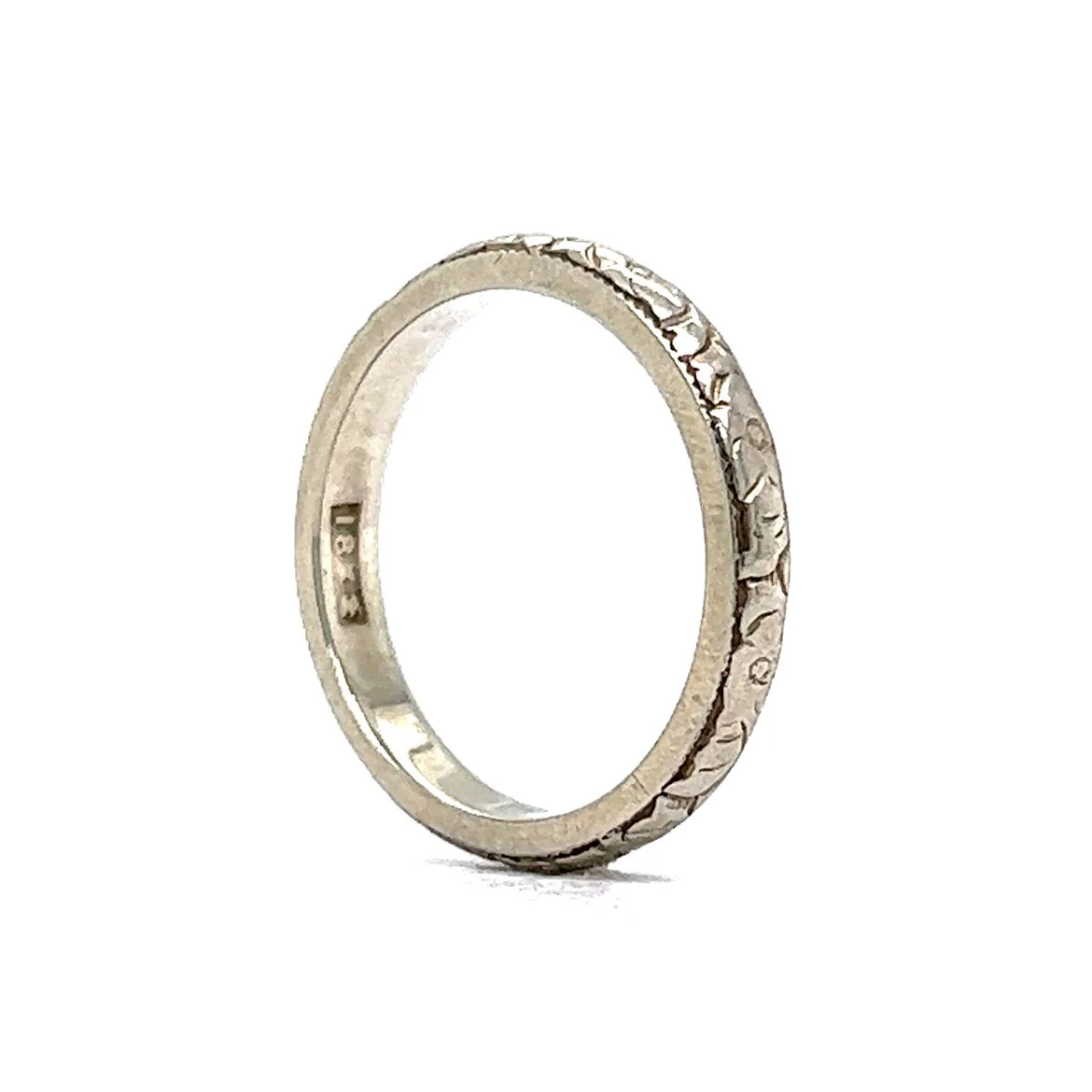 Vintage Art Deco Orange Blossom Wedding Band in 18k White Gold - Image 5