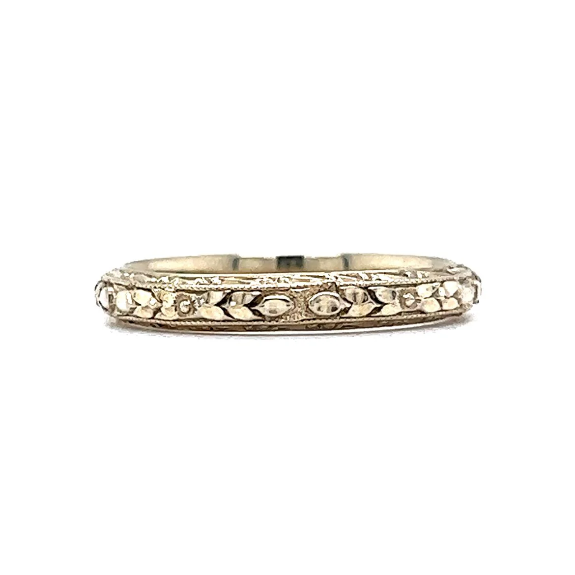 Vintage Art Deco Orange Blossom Wedding Band in 18k - Image 2