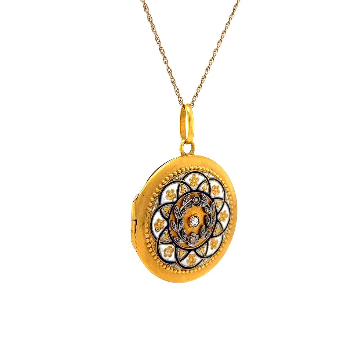 Vintage Victorian Diamond Locket Pendant in 14k Yellow Gold - Image 3