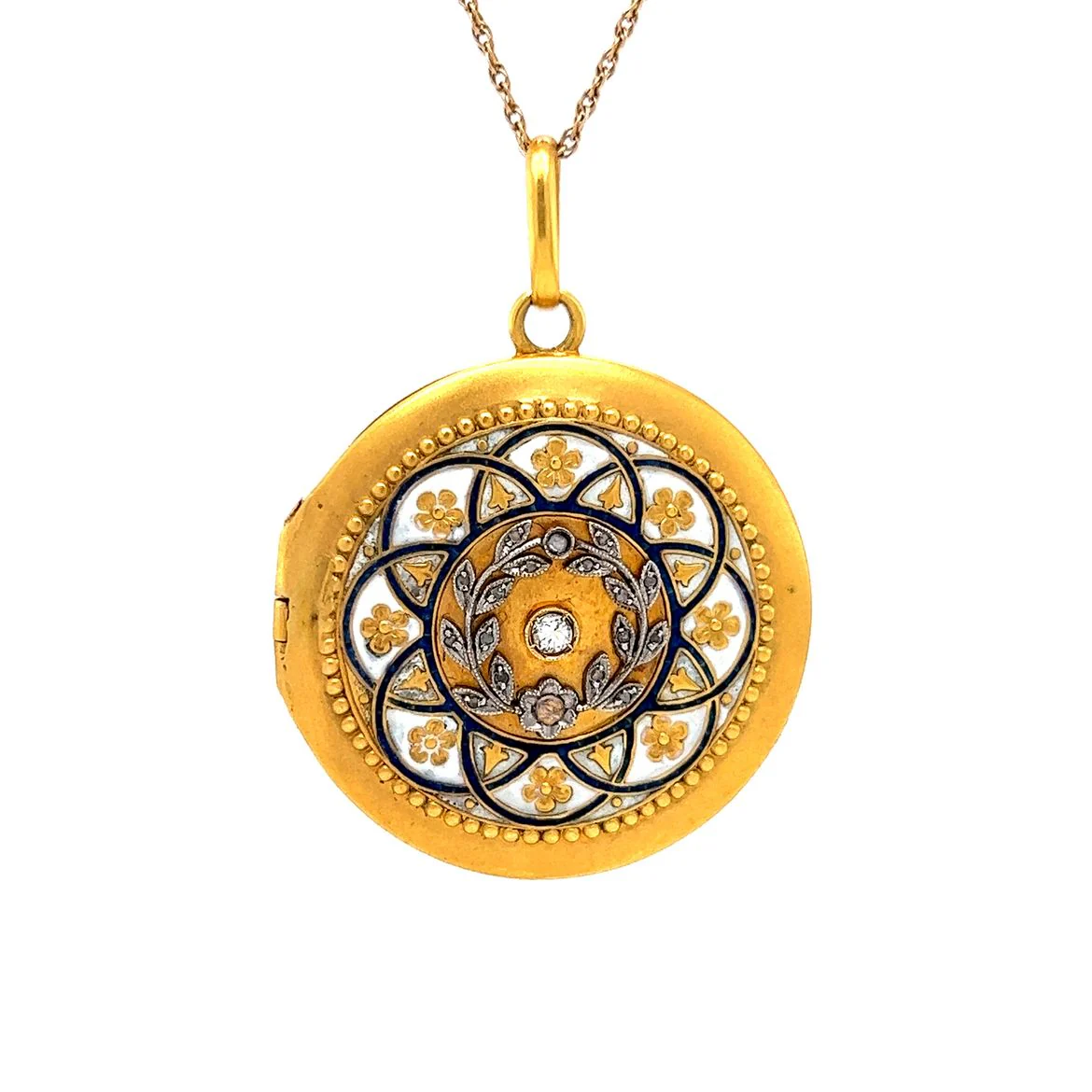 Vintage Victorian Diamond Locket Pendant in 14k Yellow Gold - Image 4