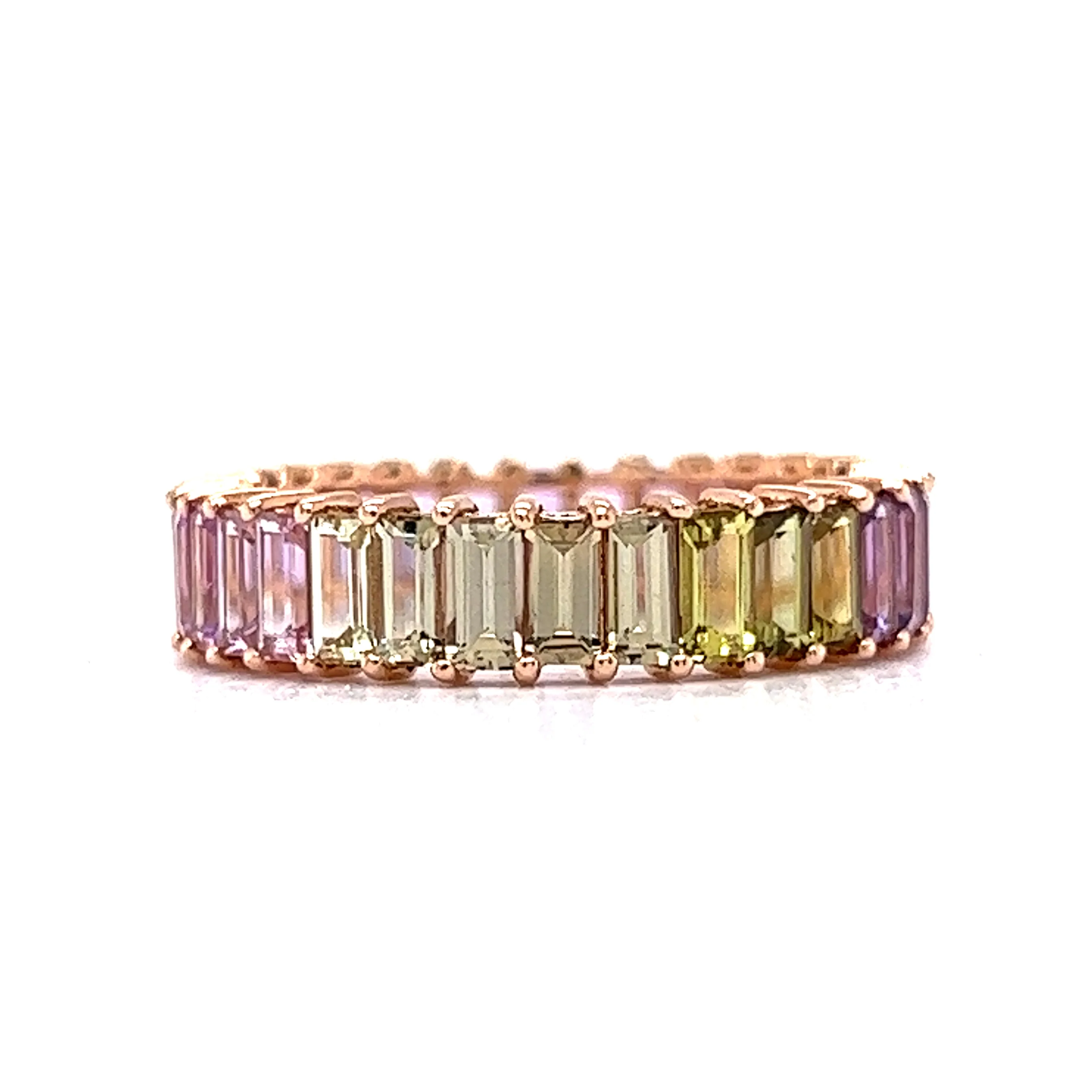 4.80 Emerald Cut Sapphire Eternity Band in 14k Rose Gold - Image 2