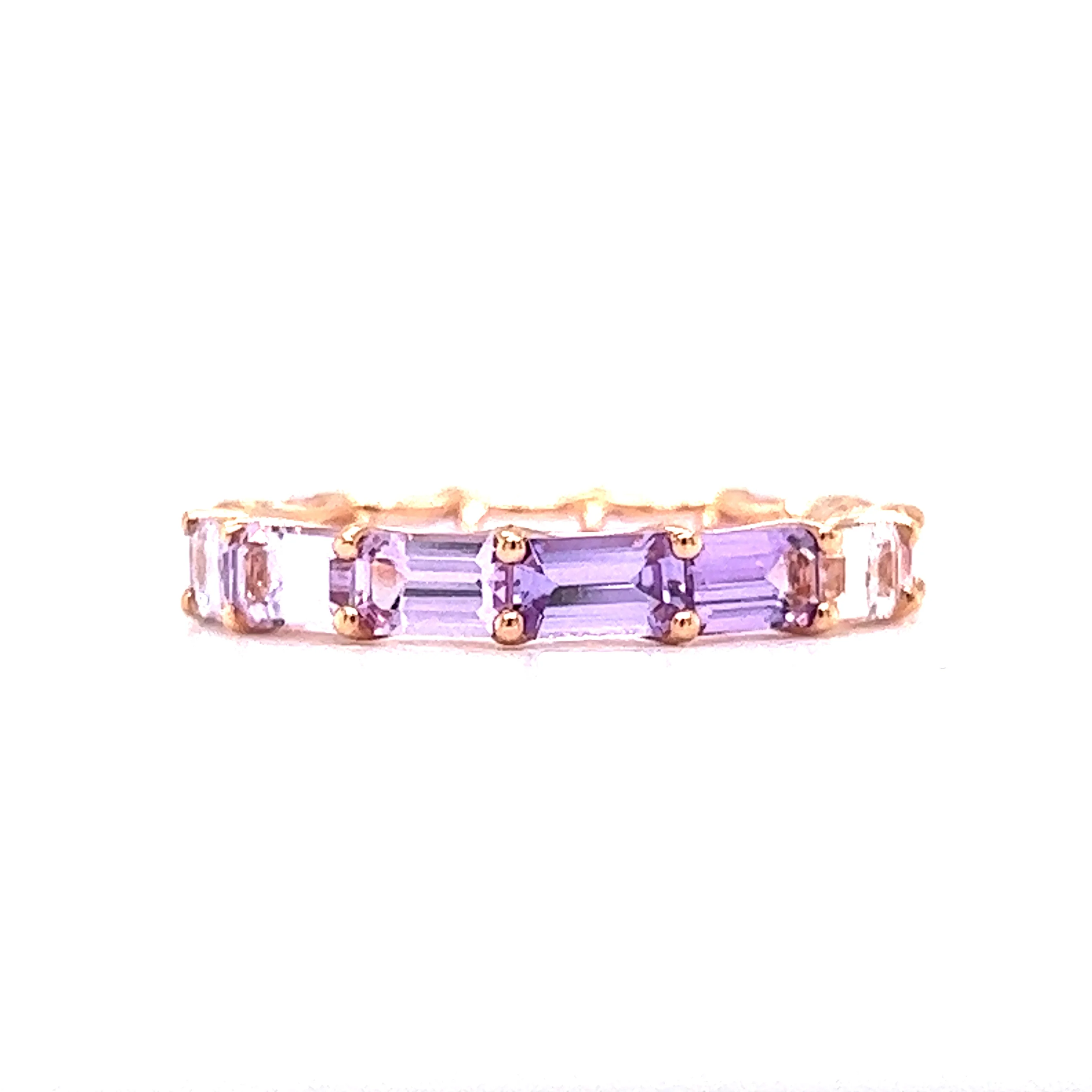 3.36 Emerald Cut Sapphire Eternity Band in 14k Rose Gold - Image 3
