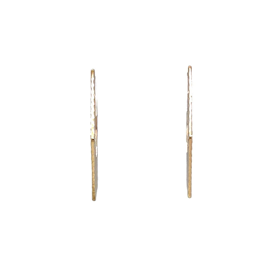 Textured Geometric Hoop Earrings in 14k Yellow Gold - Image 3
