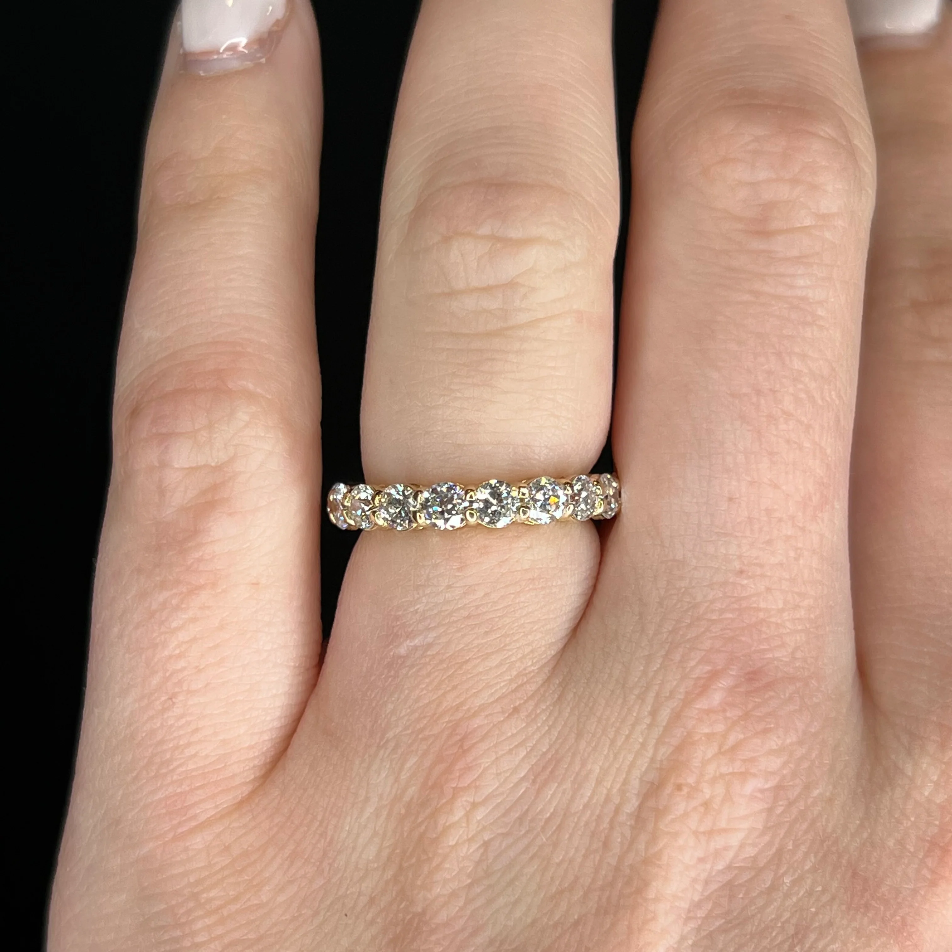 2.85 Old European Diamond Eternity Band in 14k Yellow Gold - Image 6