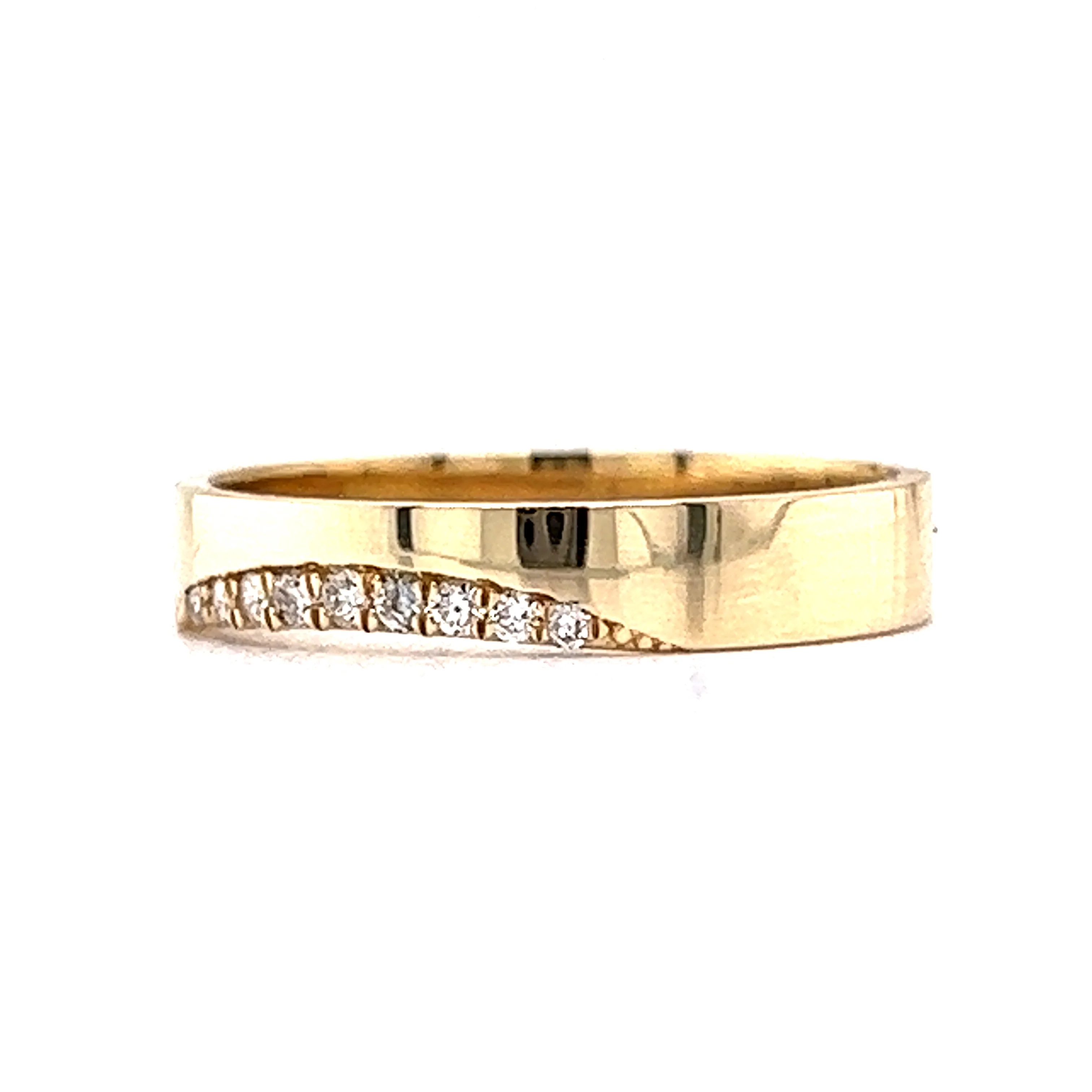 .09 Round Brilliant Diamond Contour Band in 14k Yellow Gold - Image 2