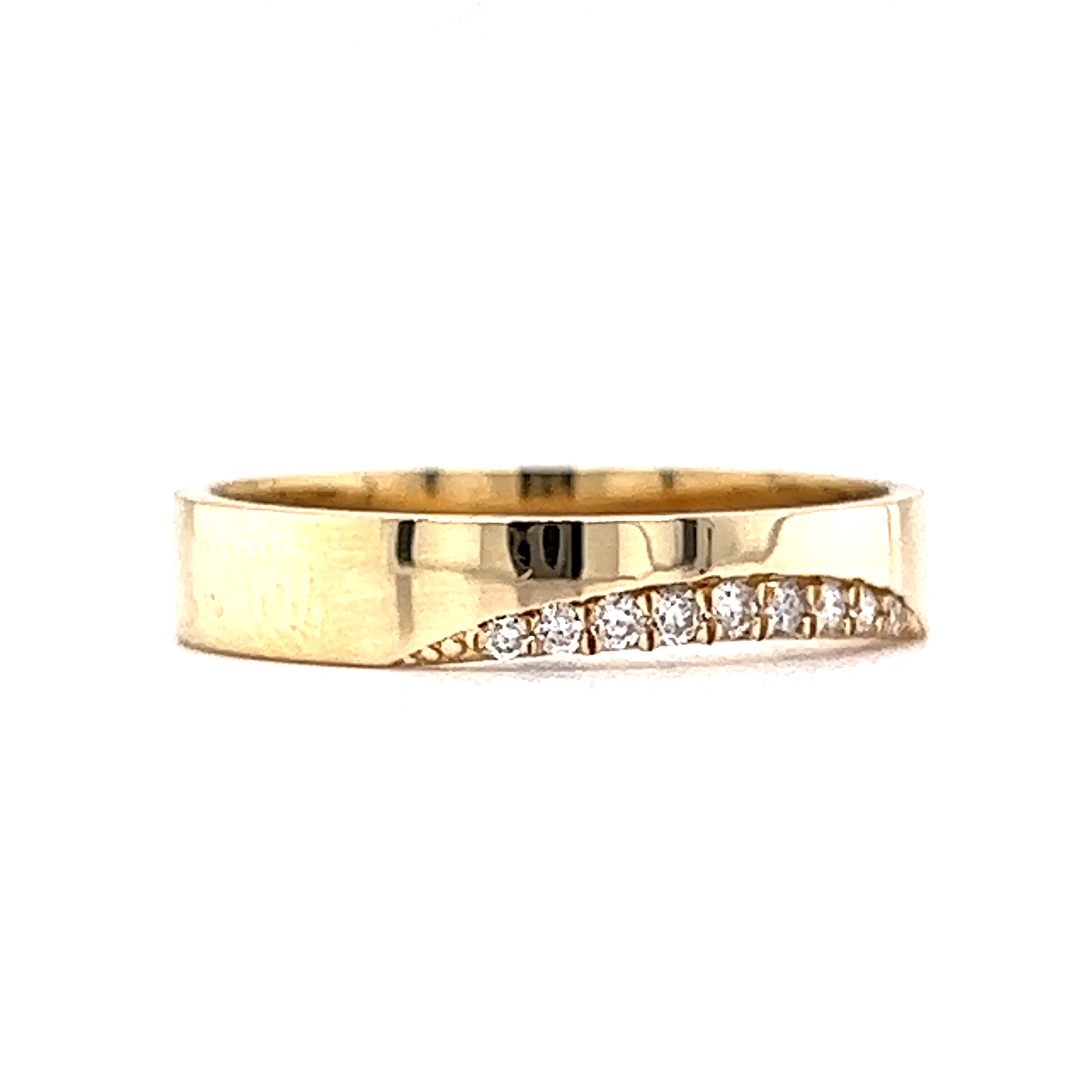 .09 Round Brilliant Diamond Contour Band in 14k Yellow Gold - Image 3