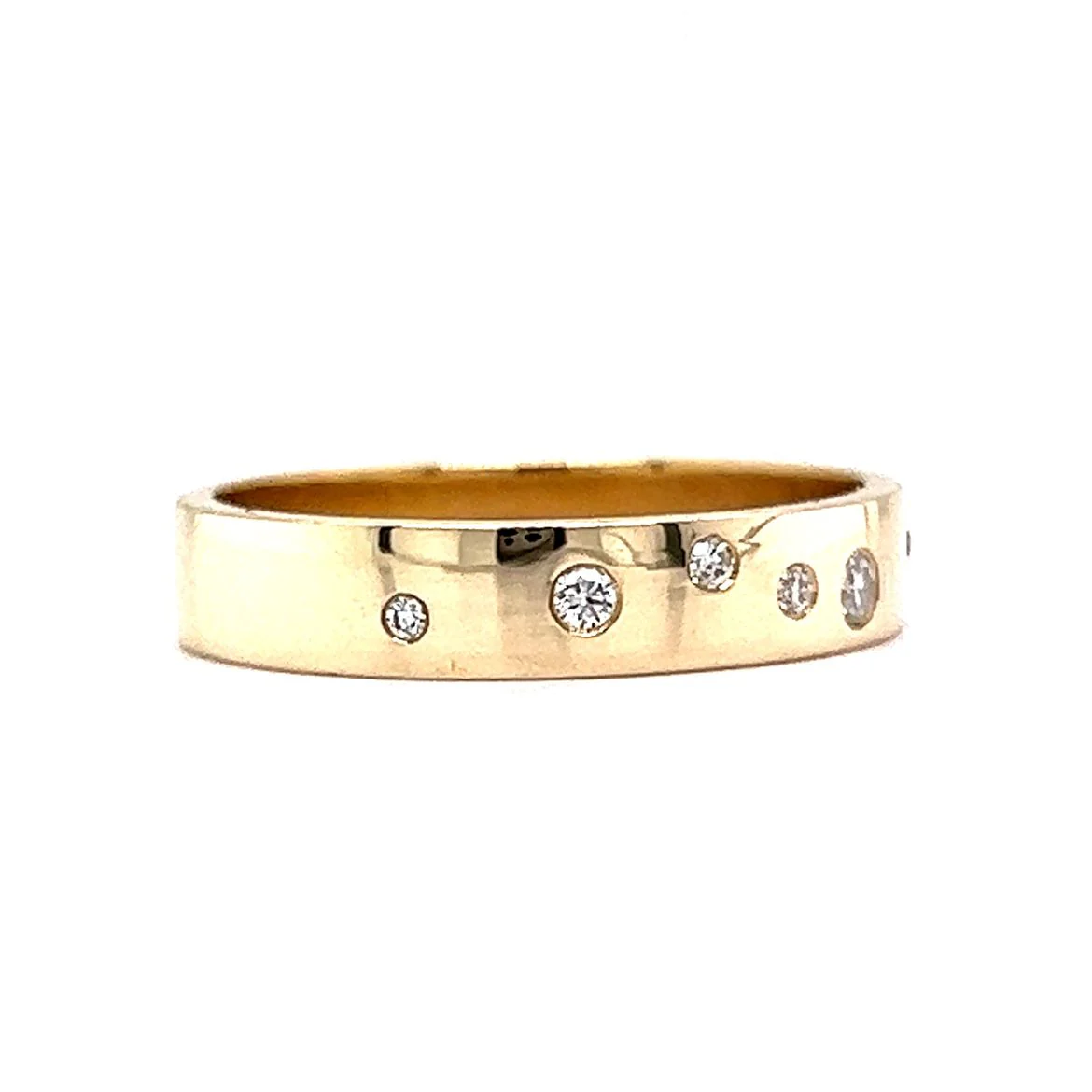 .07 Flush Set Diamond Wedding Band in 14k Yellow Gold - Image 3