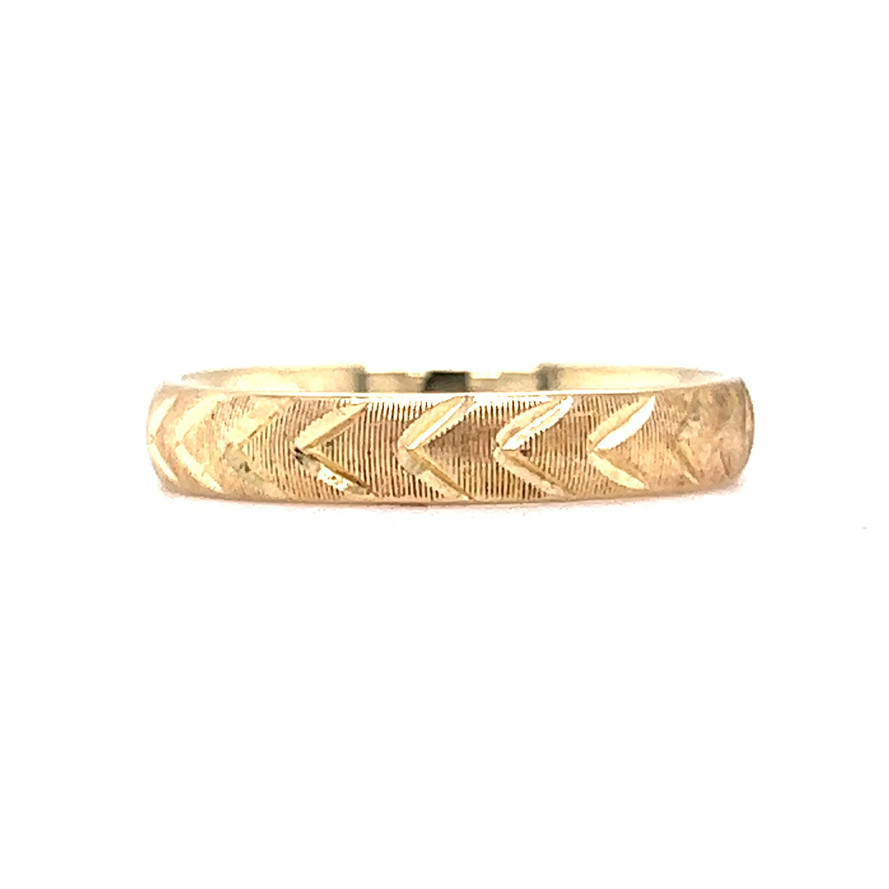 Chevron Engraved Wedding Band in 14k Yellow Gold - Image 2