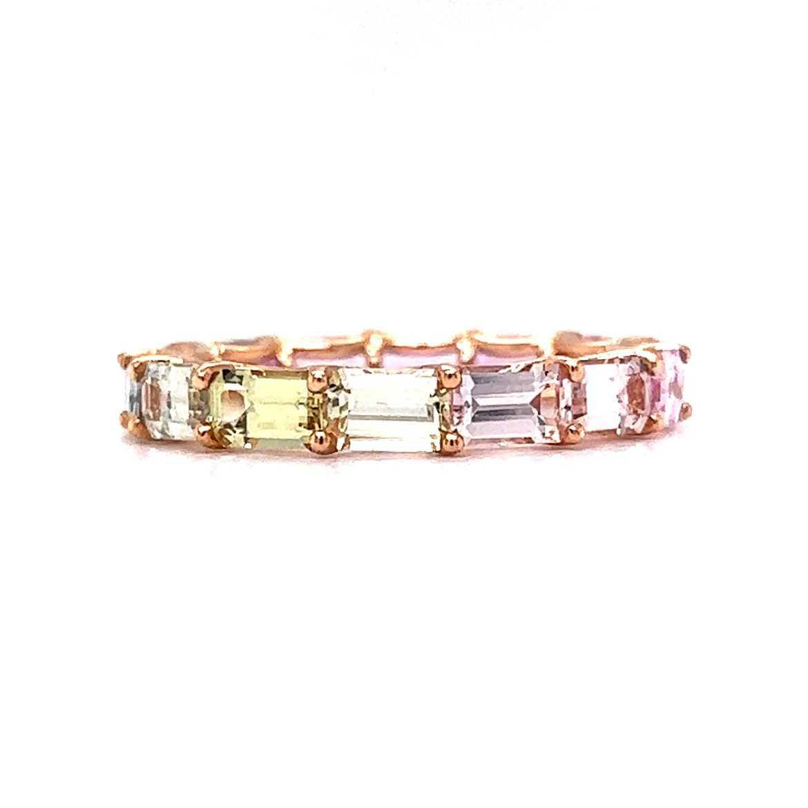 3.36 Emerald Cut Sapphire Eternity Band in 14k Rose Gold - Image 2