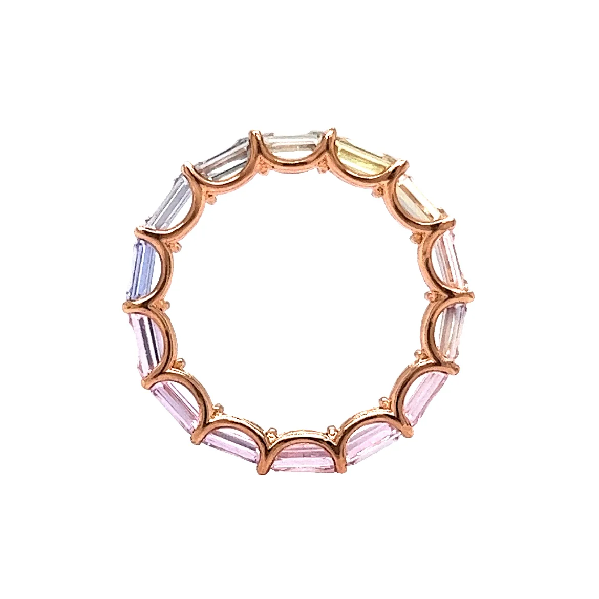 3.36 Emerald Cut Sapphire Eternity Band in 14k Rose Gold - Image 4