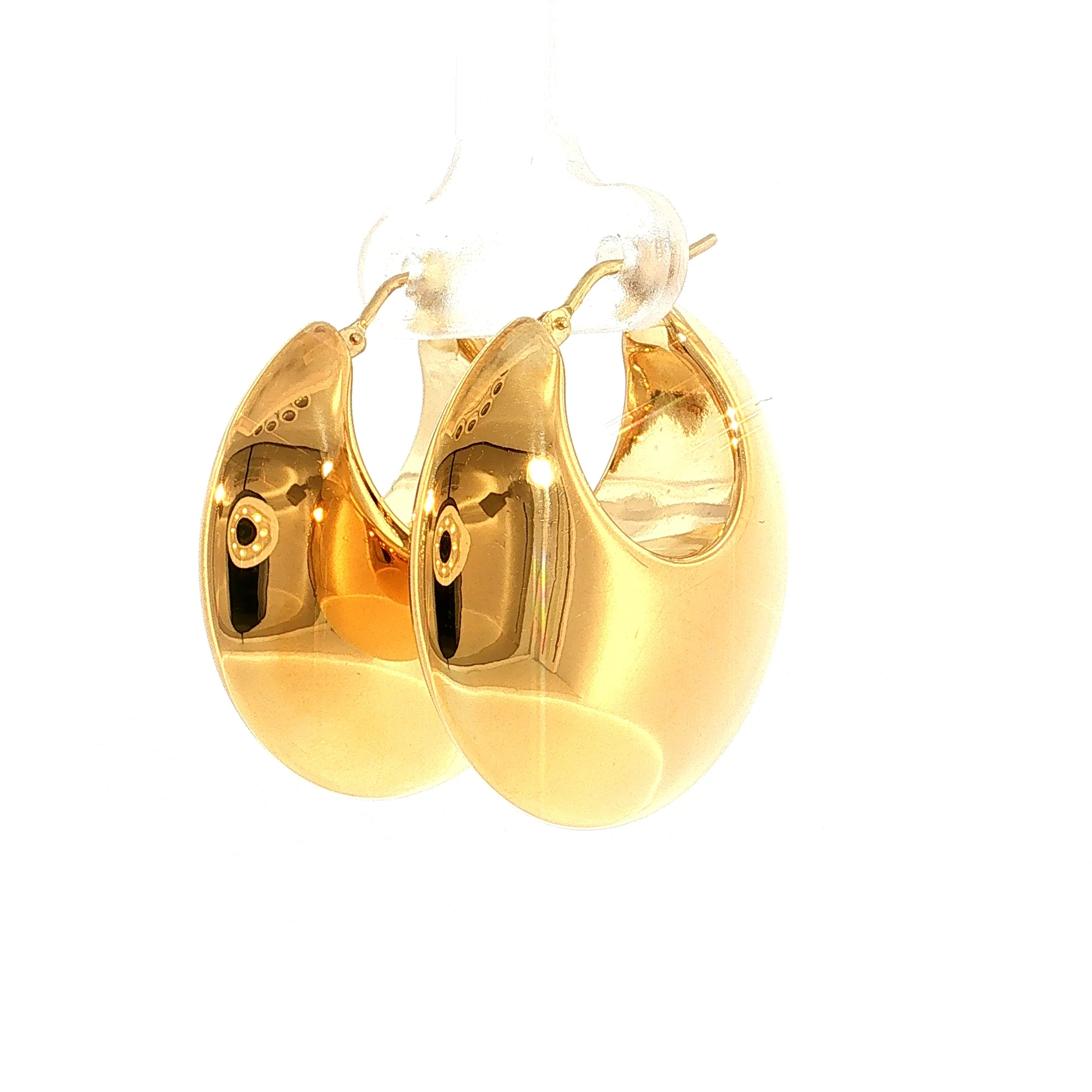 Puffy Hoop Earrings 14k Yellow Gold - Image 2