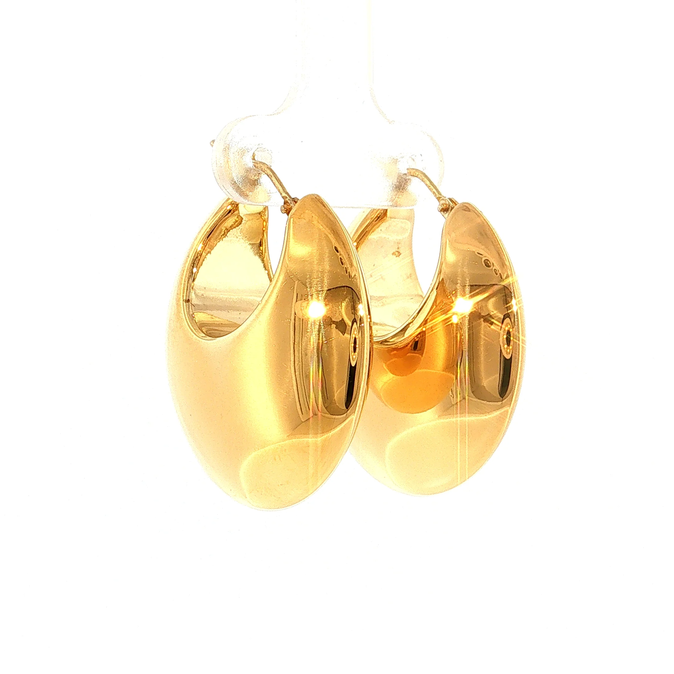 Puffy Hoop Earrings 14k Yellow Gold - Image 3
