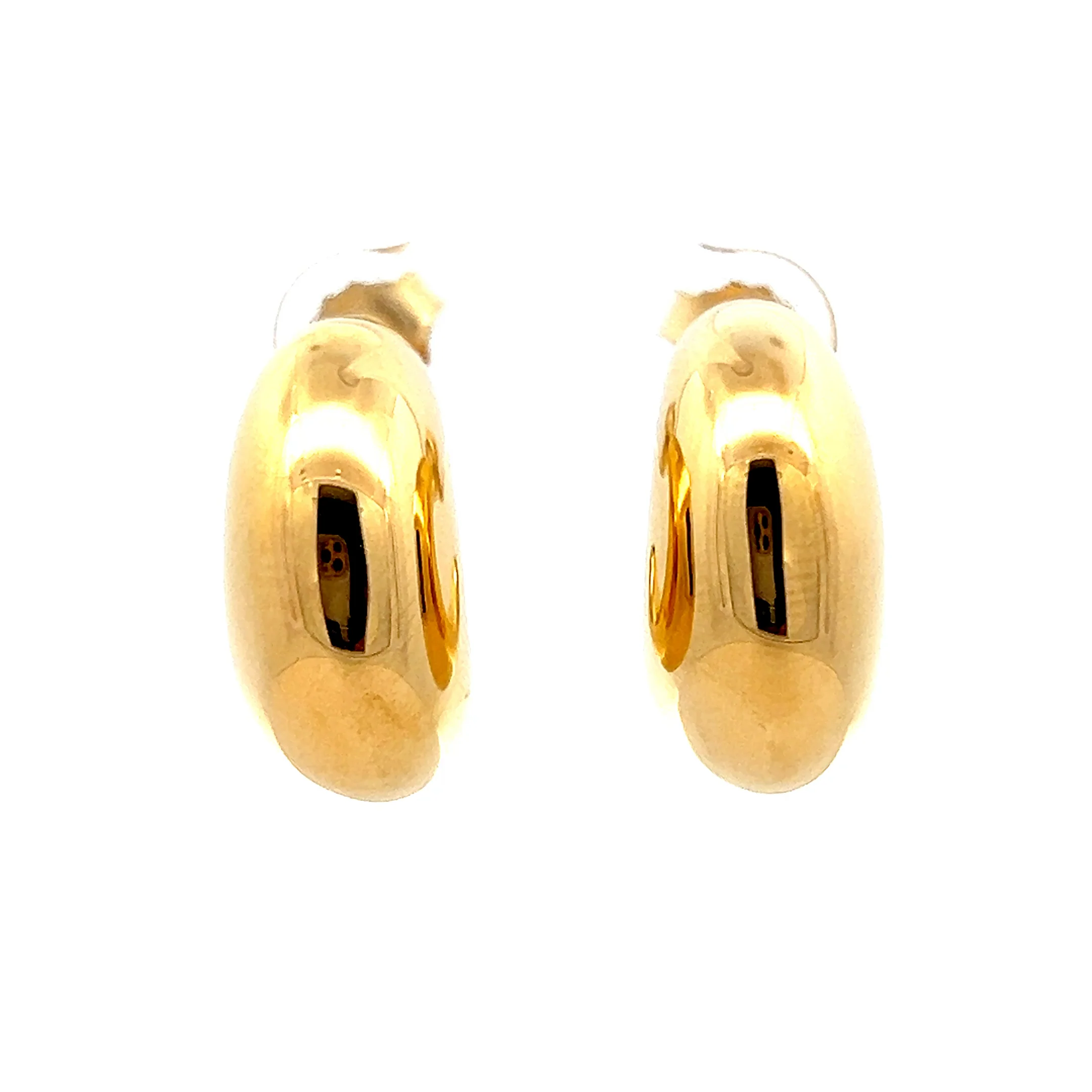 Puffy J Hoop Earrings in 14k Yellow Gold