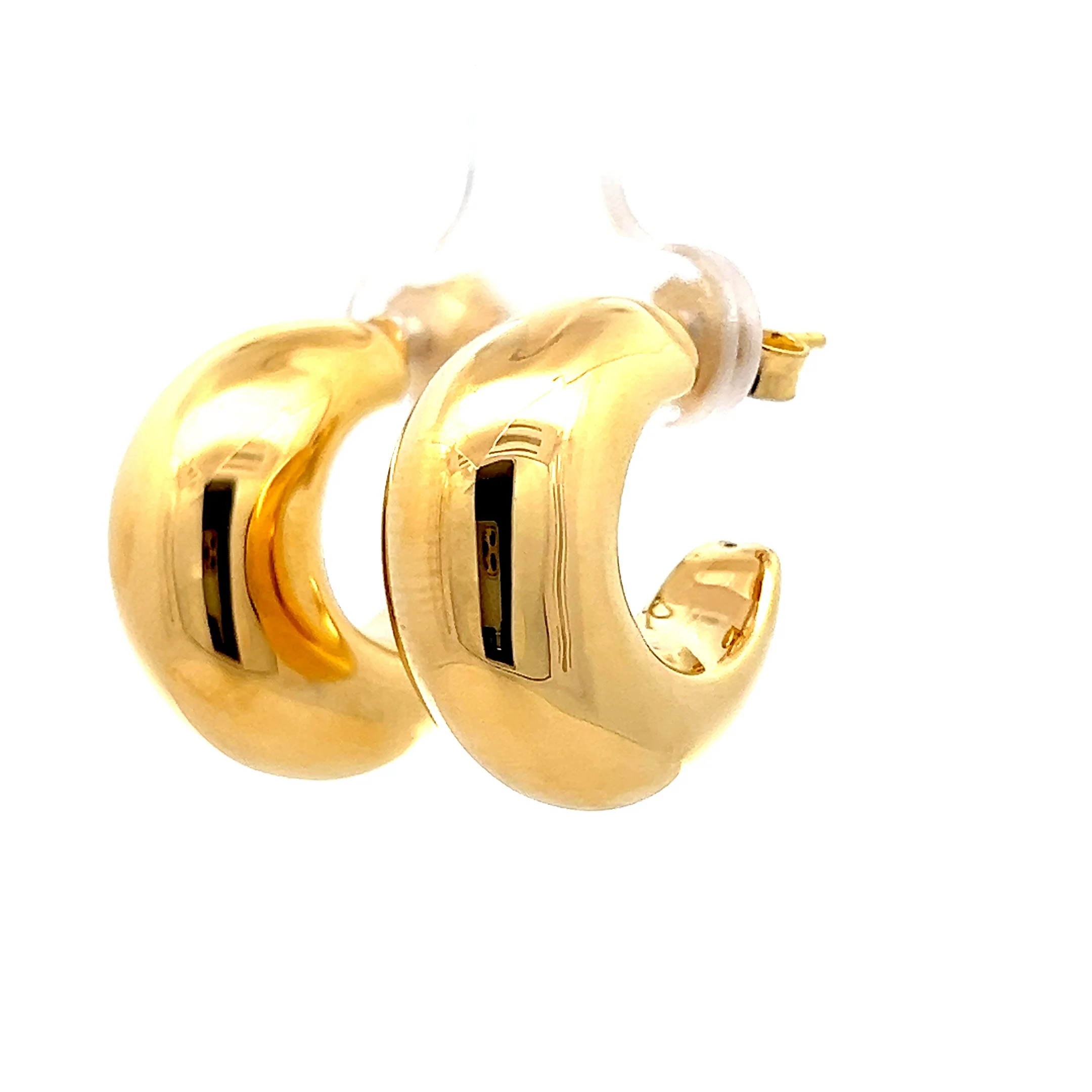 Puffy J Hoop Earrings in 14k Yellow Gold - Image 2