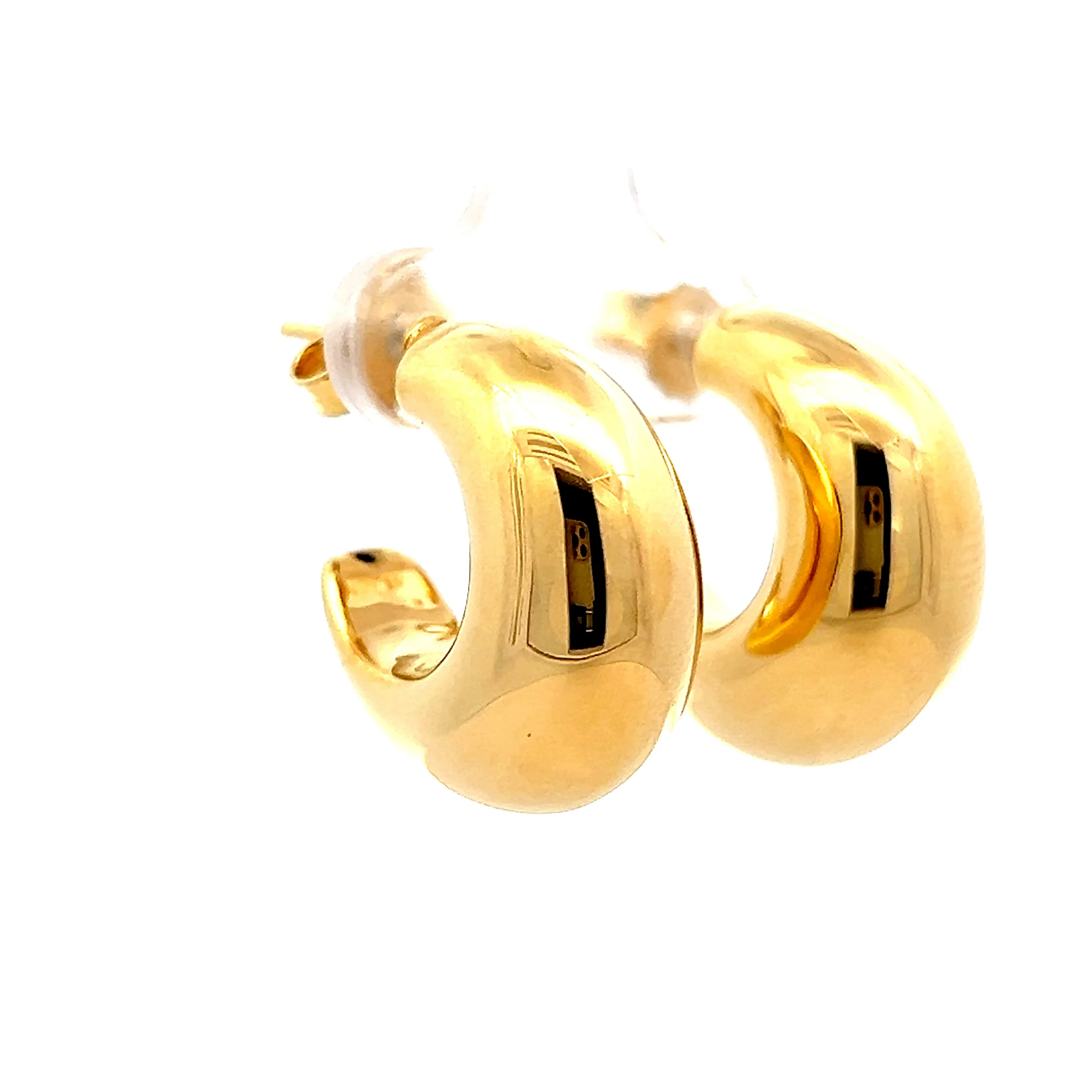 Puffy J Hoop Earrings in 14k Yellow Gold - Image 3