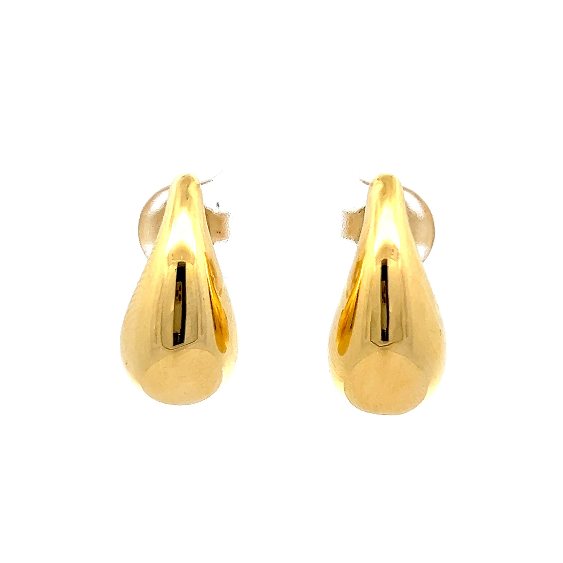 Puffy Raindrop Stud Earrings in 14k Yellow Gold