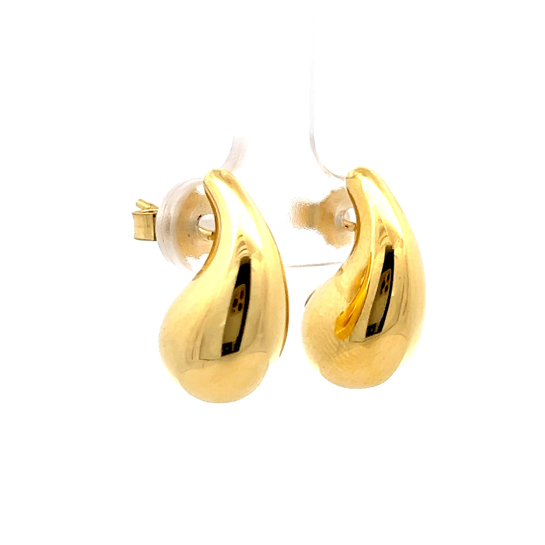 Puffy Raindrop Stud Earrings in 14k Yellow Gold - Image 3