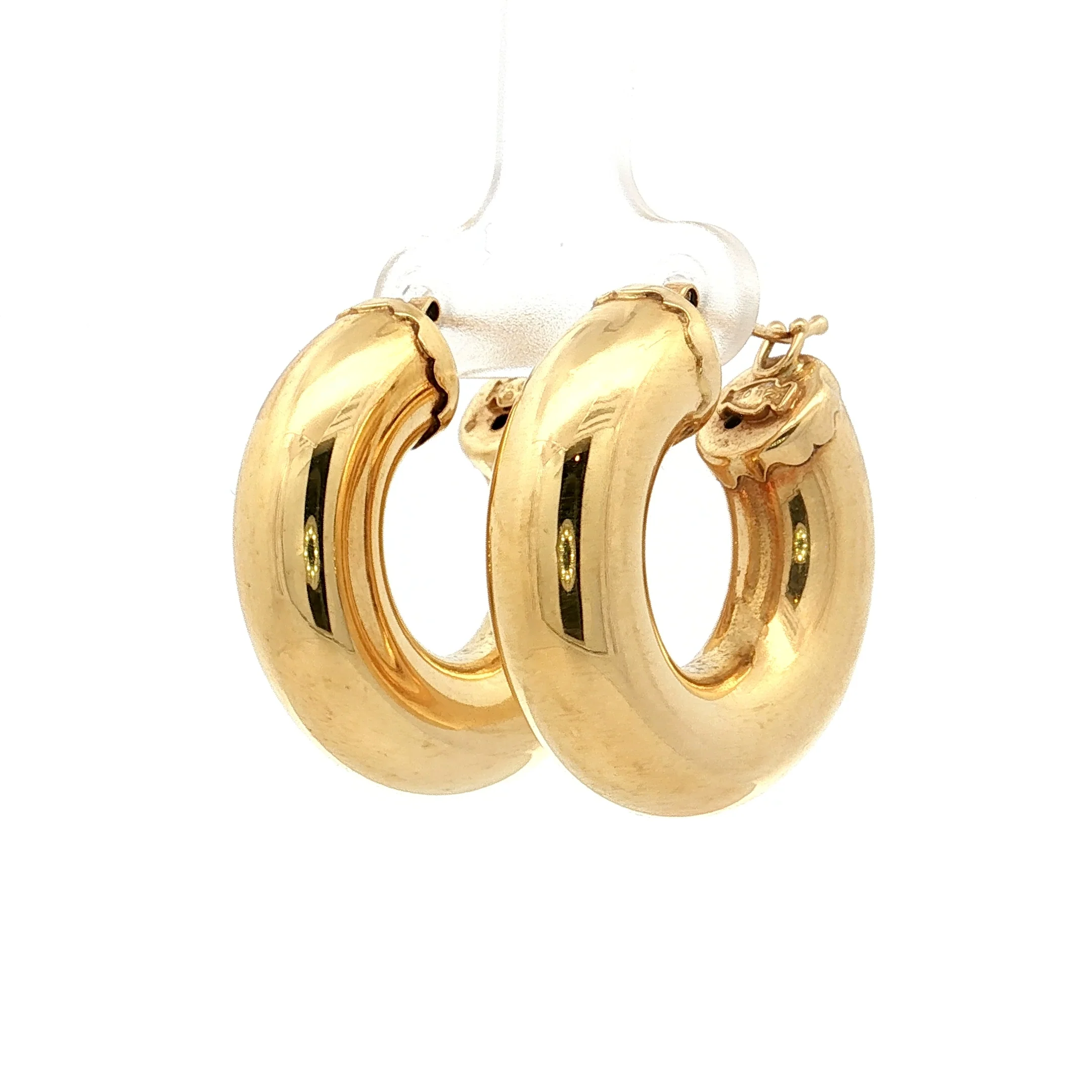 Puffy Tube Hoop Earrings 18k Yellow Gold - Image 2