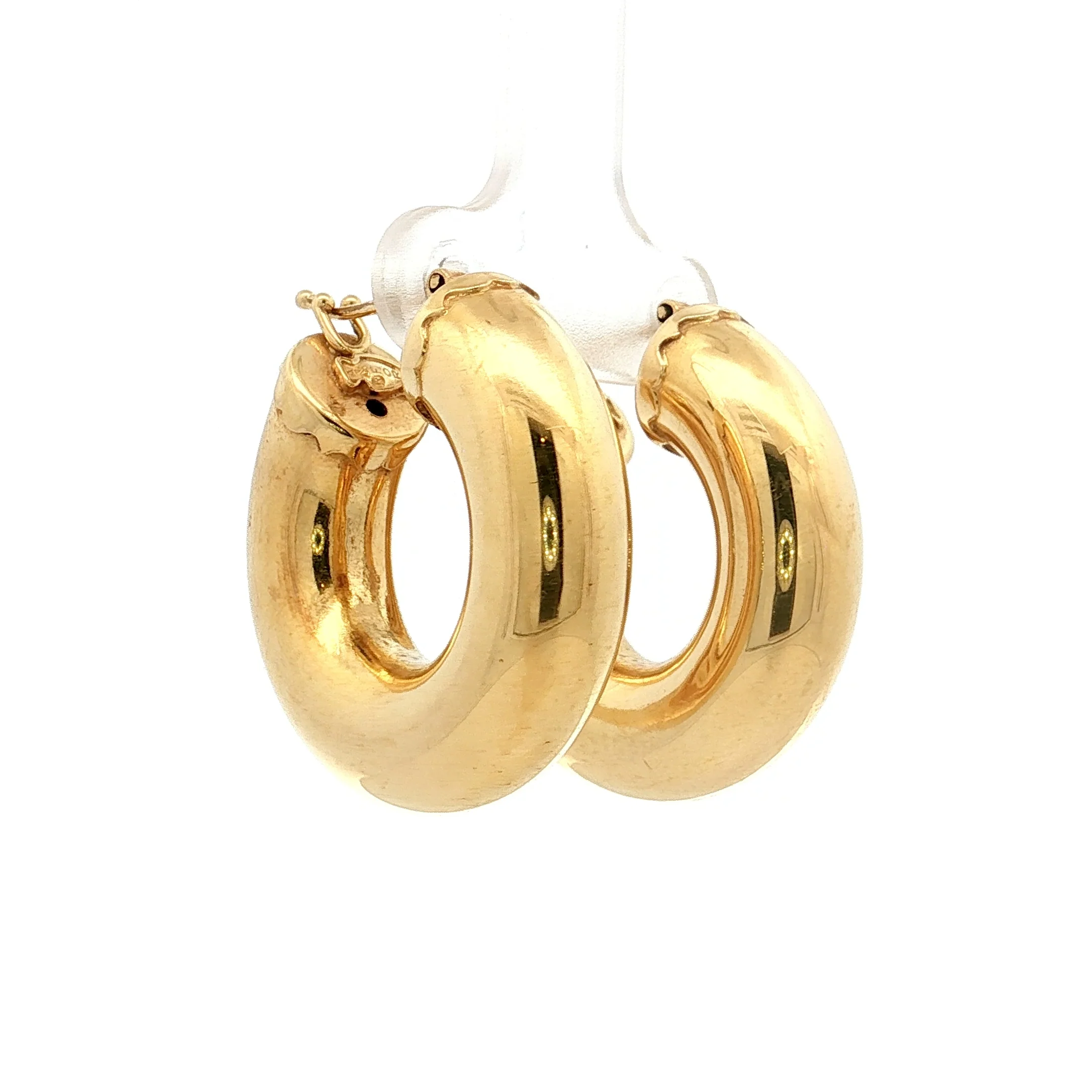 Puffy Tube Hoop Earrings 18k Yellow Gold - Image 3