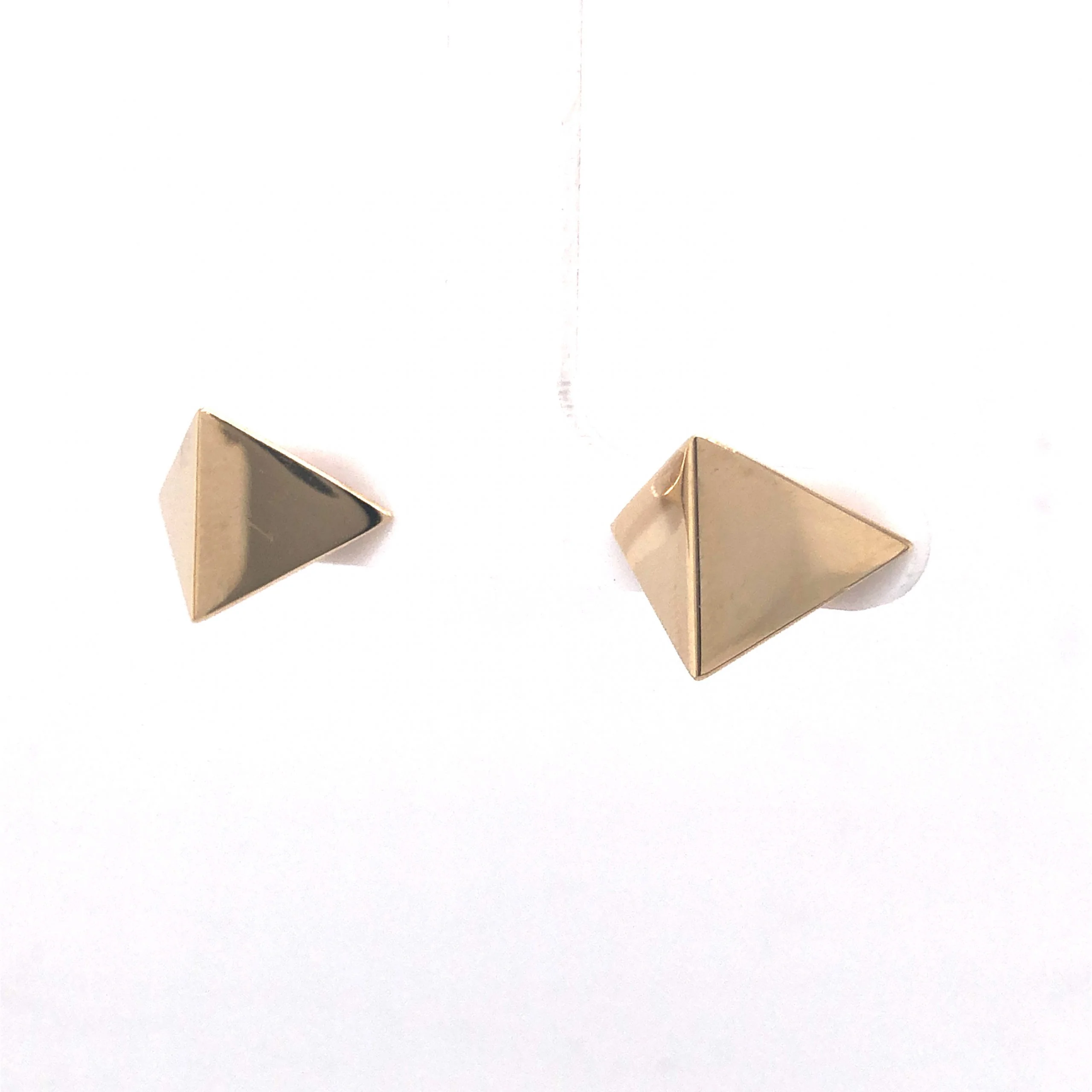 Pyramid Stud Earrings in 14k Yellow Gold - Image 2